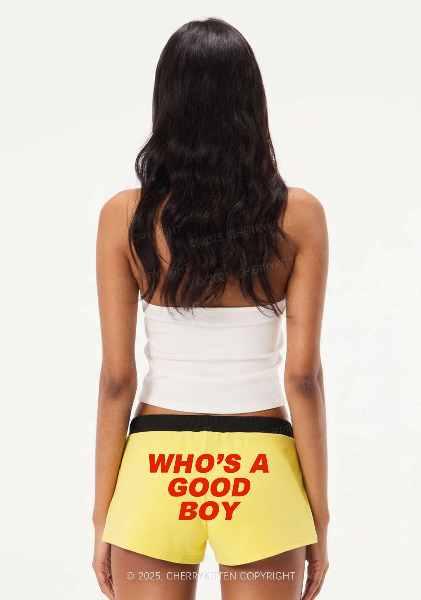 Whos A Good Boy Y2K Drawstring Mini Shorts Cherrykitten - Image 2