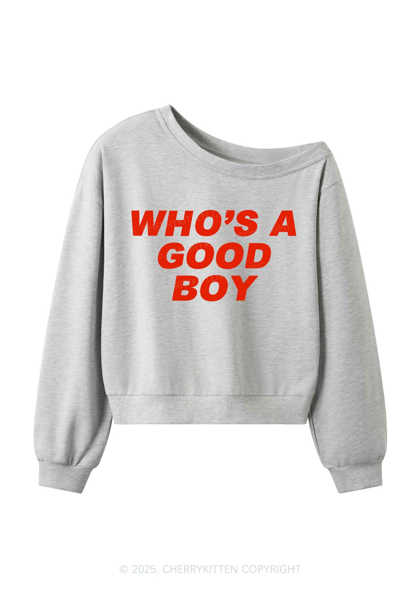 Whos A Good Boy Y2K Off Shoulder Sweatshirts Cherrykitten - Image 3