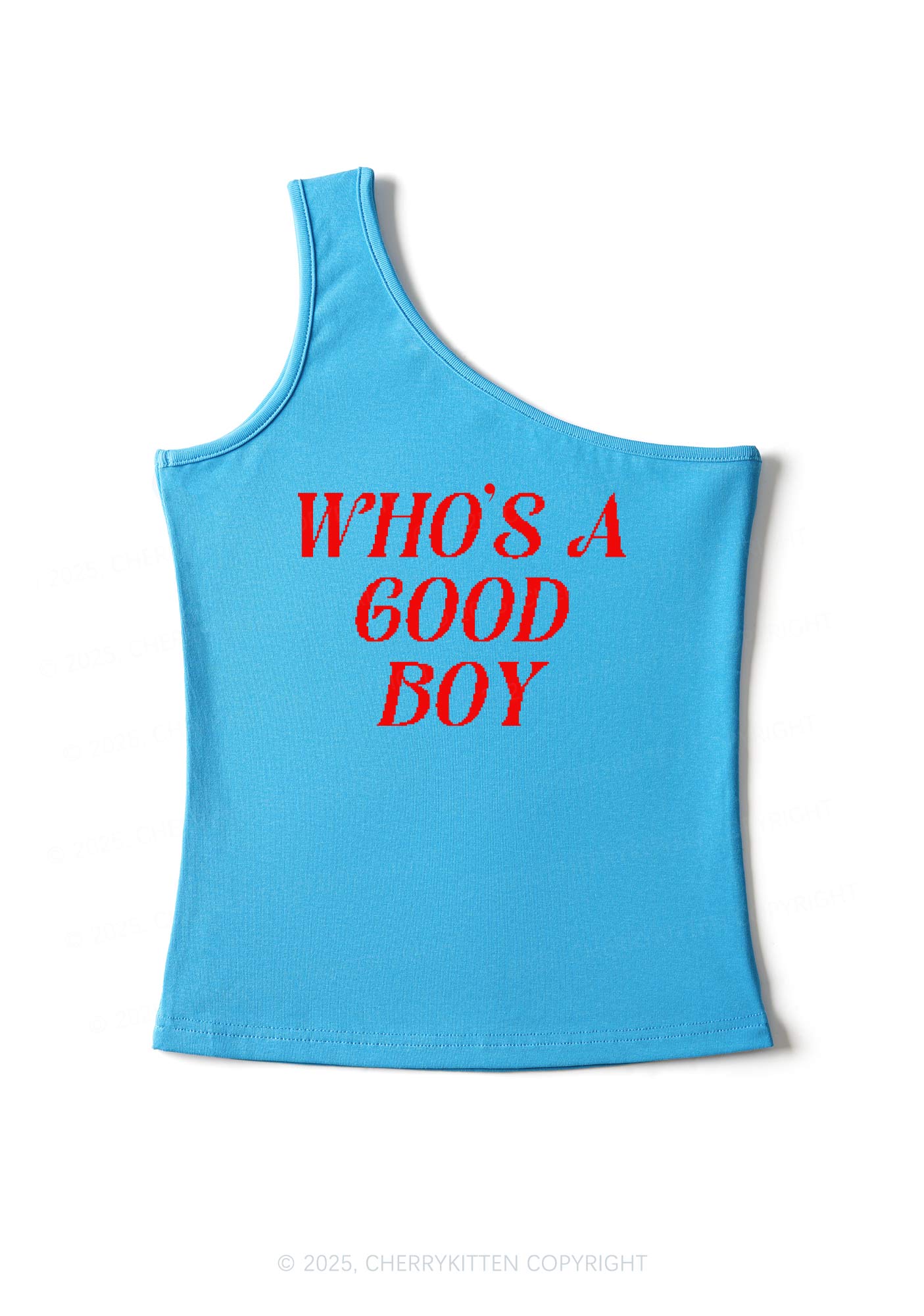 Whos A Good Boy Y2K One Shoulder Tank Top Cherrykitten - Image 3