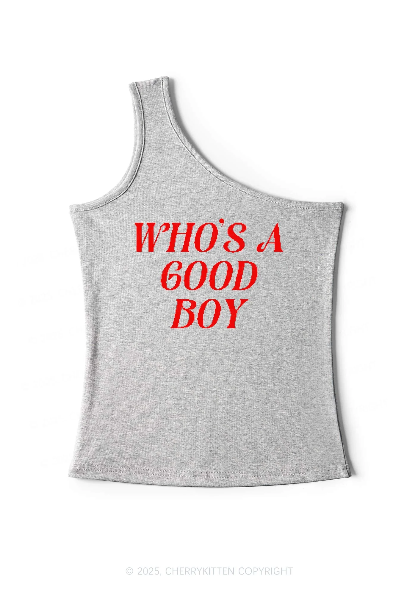Whos A Good Boy Y2K One Shoulder Tank Top Cherrykitten - Image 4