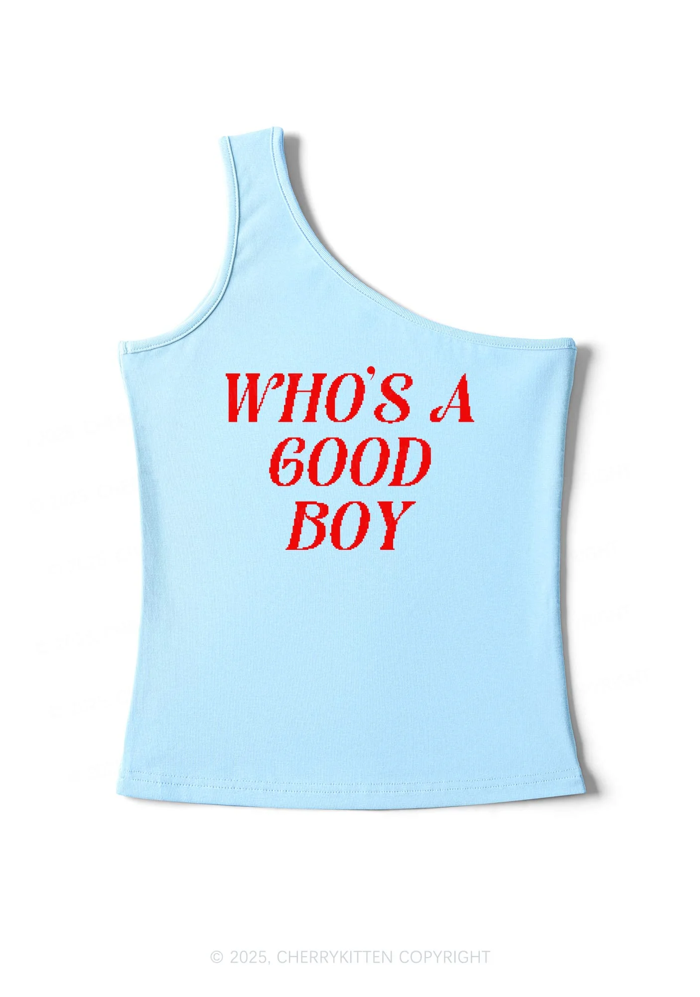 Whos A Good Boy Y2K One Shoulder Tank Top Cherrykitten - Image 6