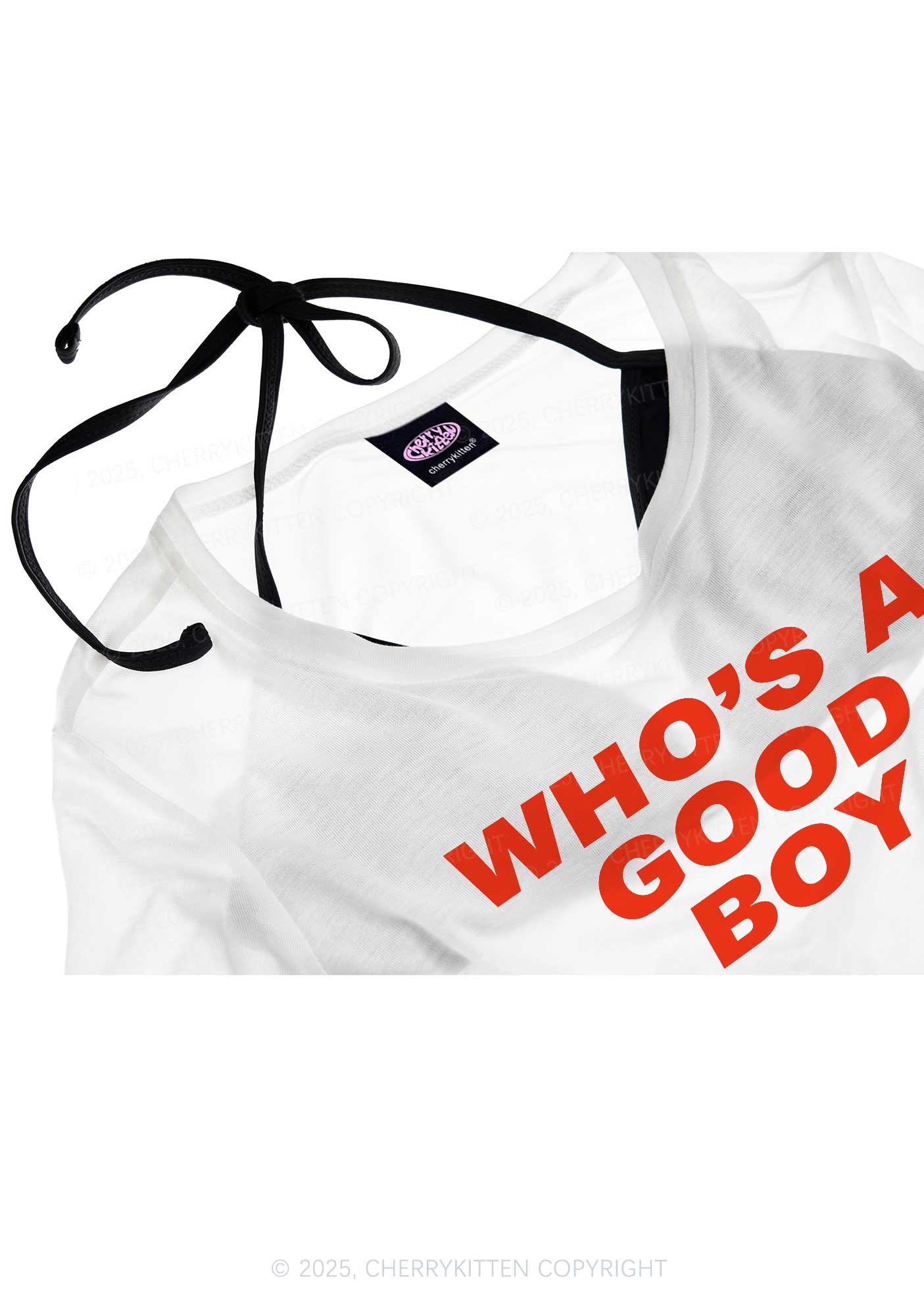 Who's A Good Boy Y2K Sheer Crop Tee Cherrykitten - Image 4