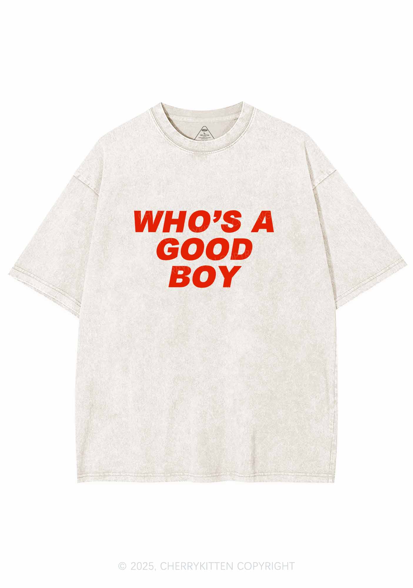 Who's A Good Boy Y2K Washed Tee Cherrykitten - Image 3