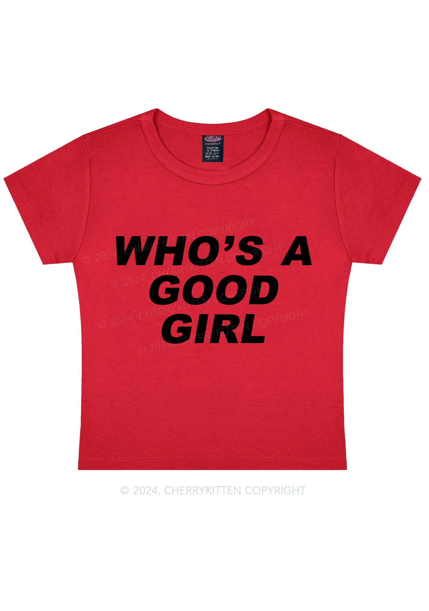 Who's A Good Girl Y2K Baby Tee Cherrykitten - Image 6