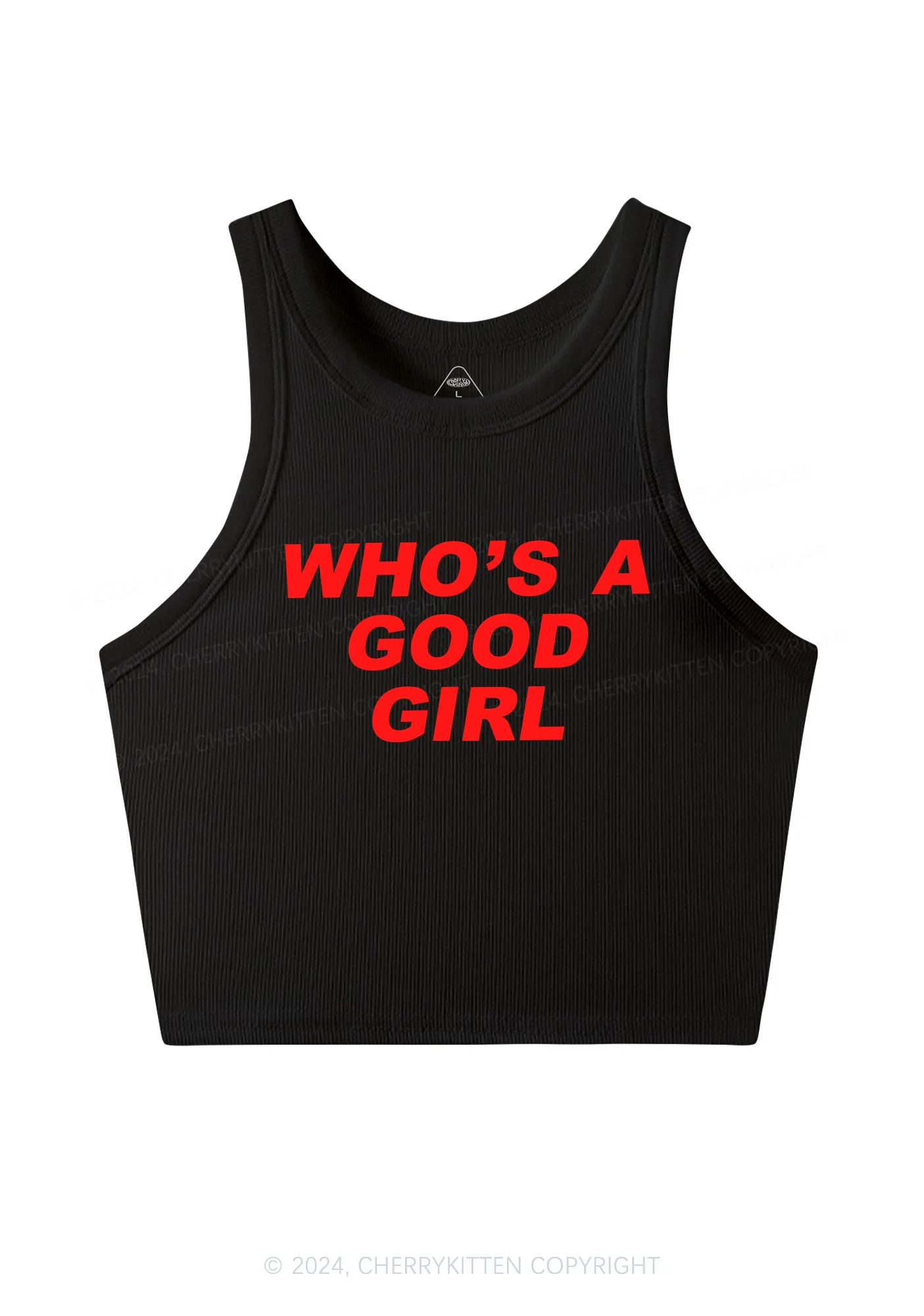 Who's A Good Girl Y2K Crop Tank Top Cherrykitten - Image 4