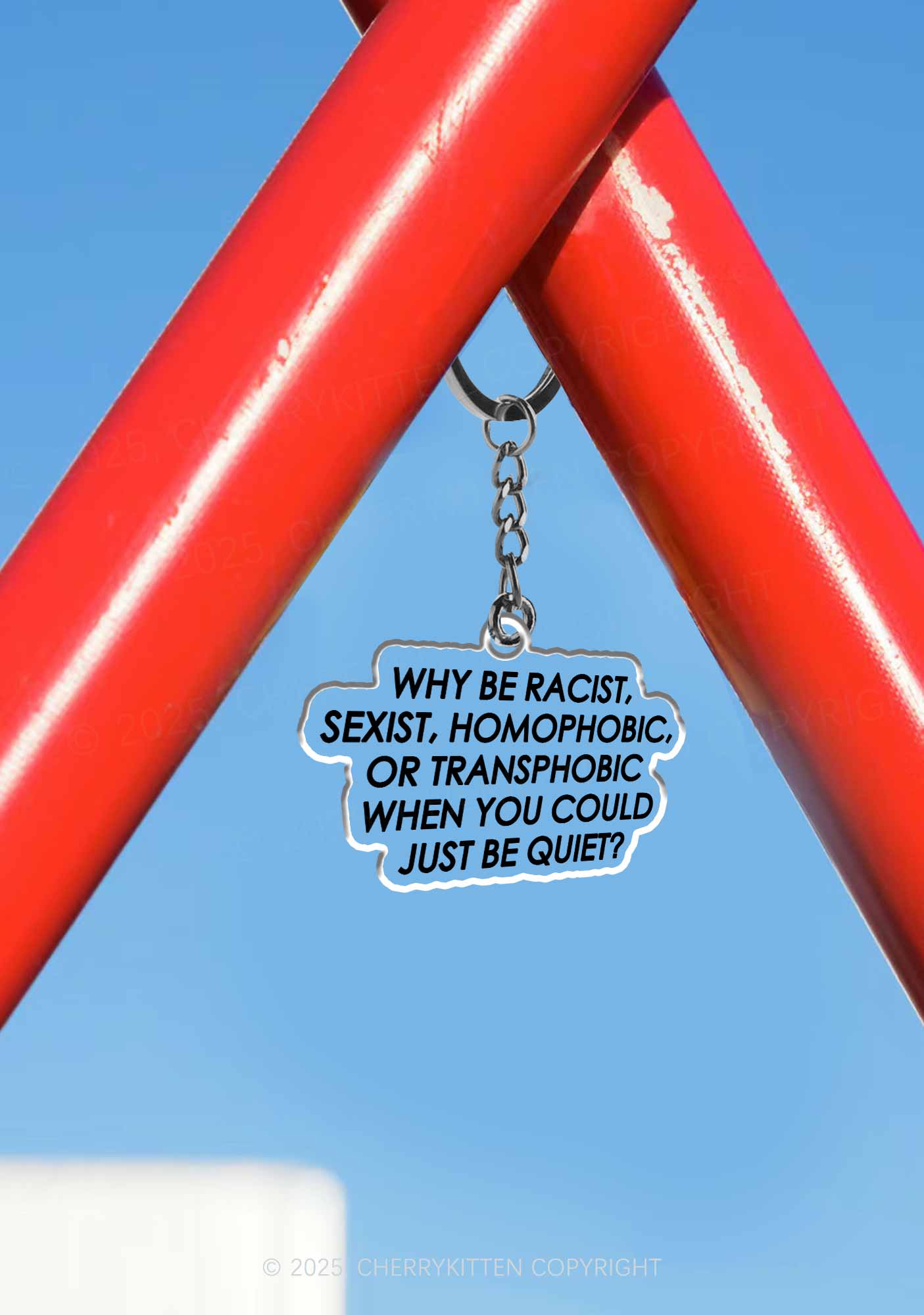 Why Be Homophobic Or Transphobic Pride 1Pc Y2K Keychain Cherrykitten - Image 3