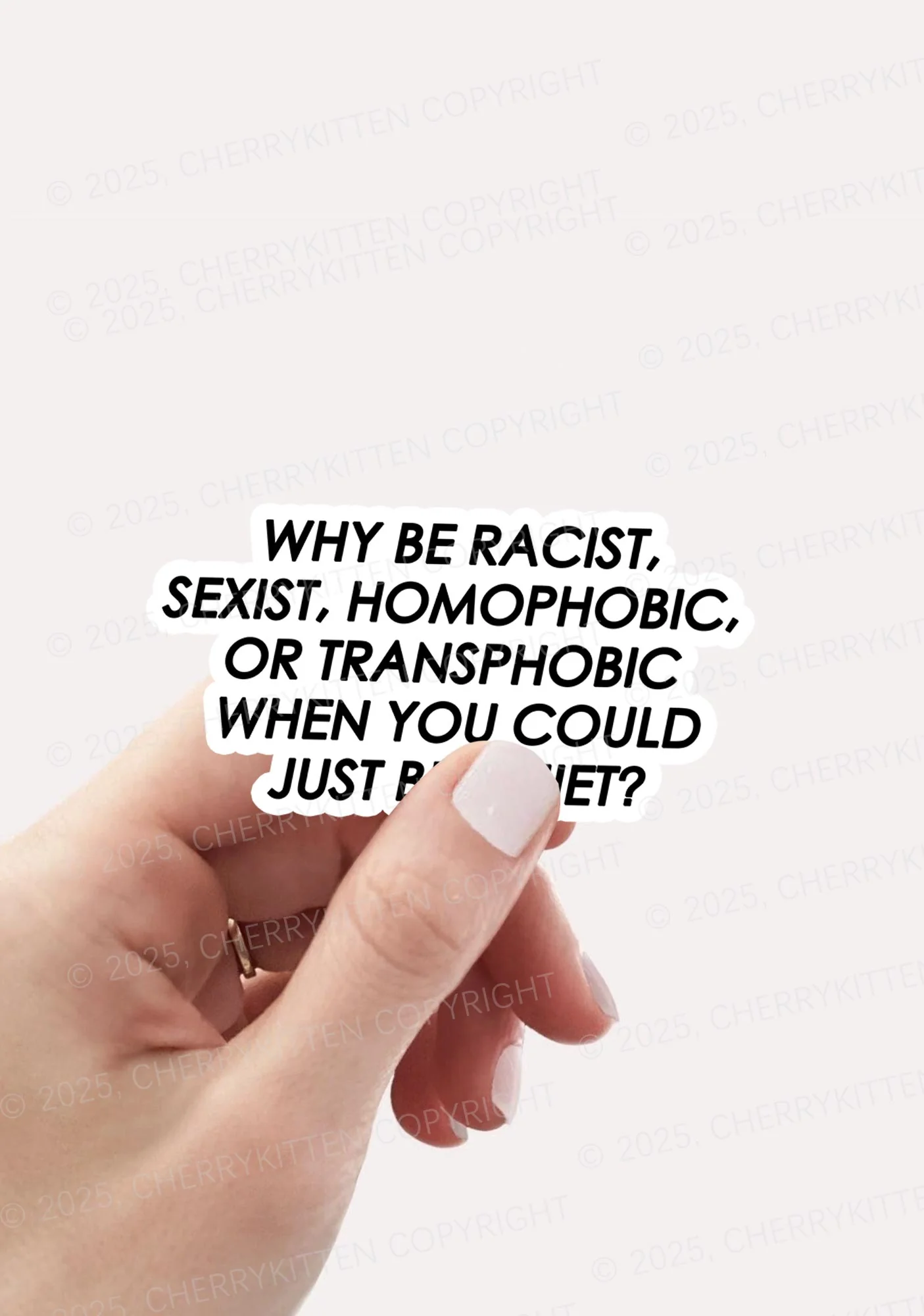 Why Be Racist Sexist Homophobic Or Transphobic Pride 1Pc Y2K Sticker Cherrykitten - Image 2