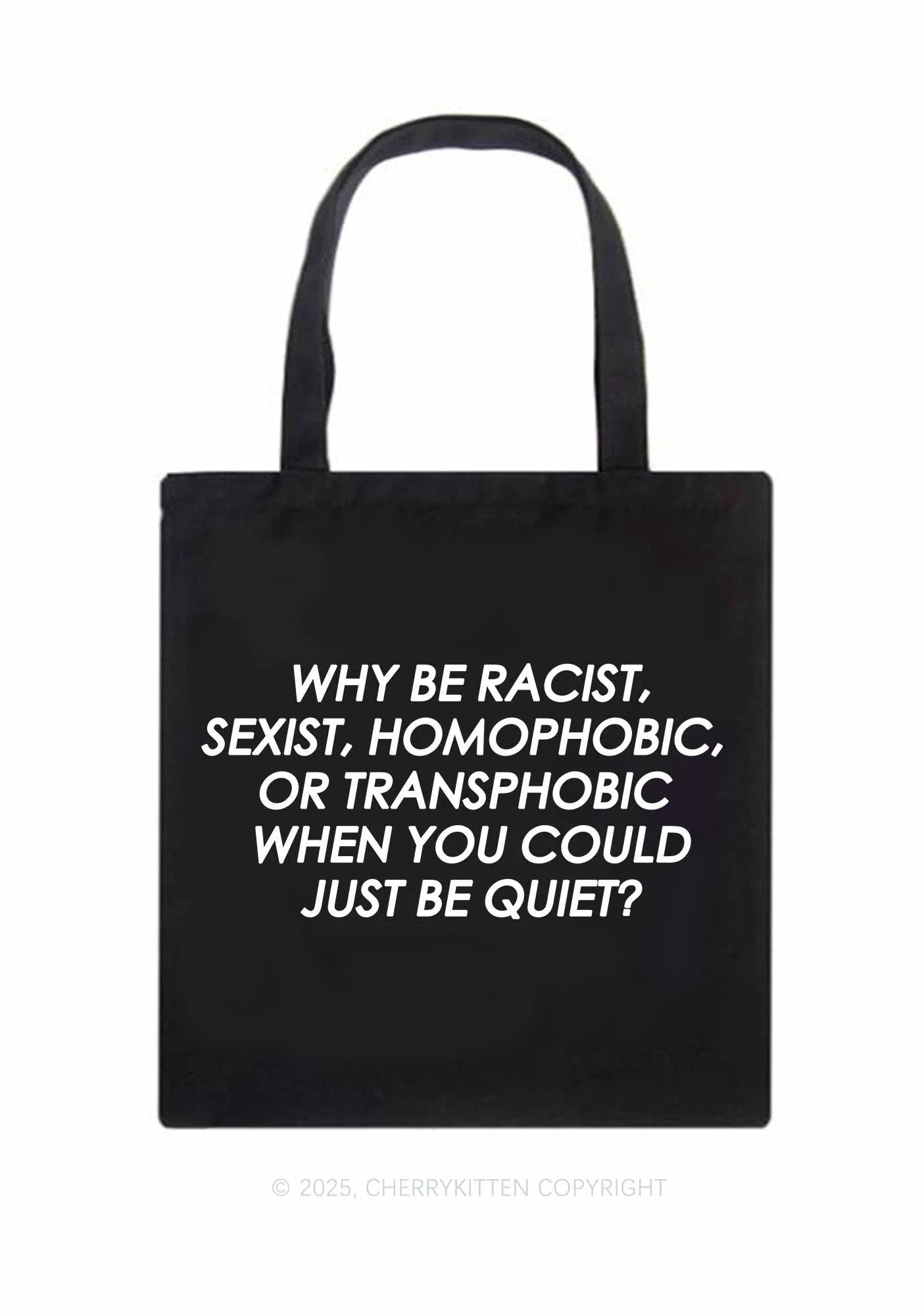 Why Be Racist Sexist Homophobic Or Transphobic Pride Y2K Canvas Tote Bag Cherrykitten - Image 3
