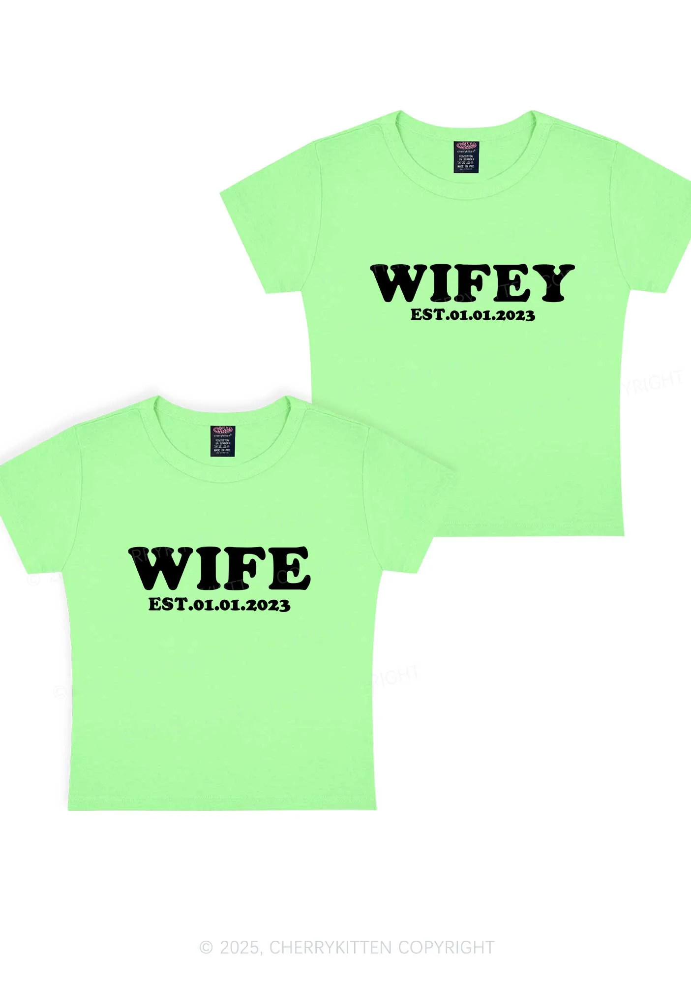Wife Wifey Custom Date Y2K Valentine's Day Baby Tee Cherrykitten - Image 10