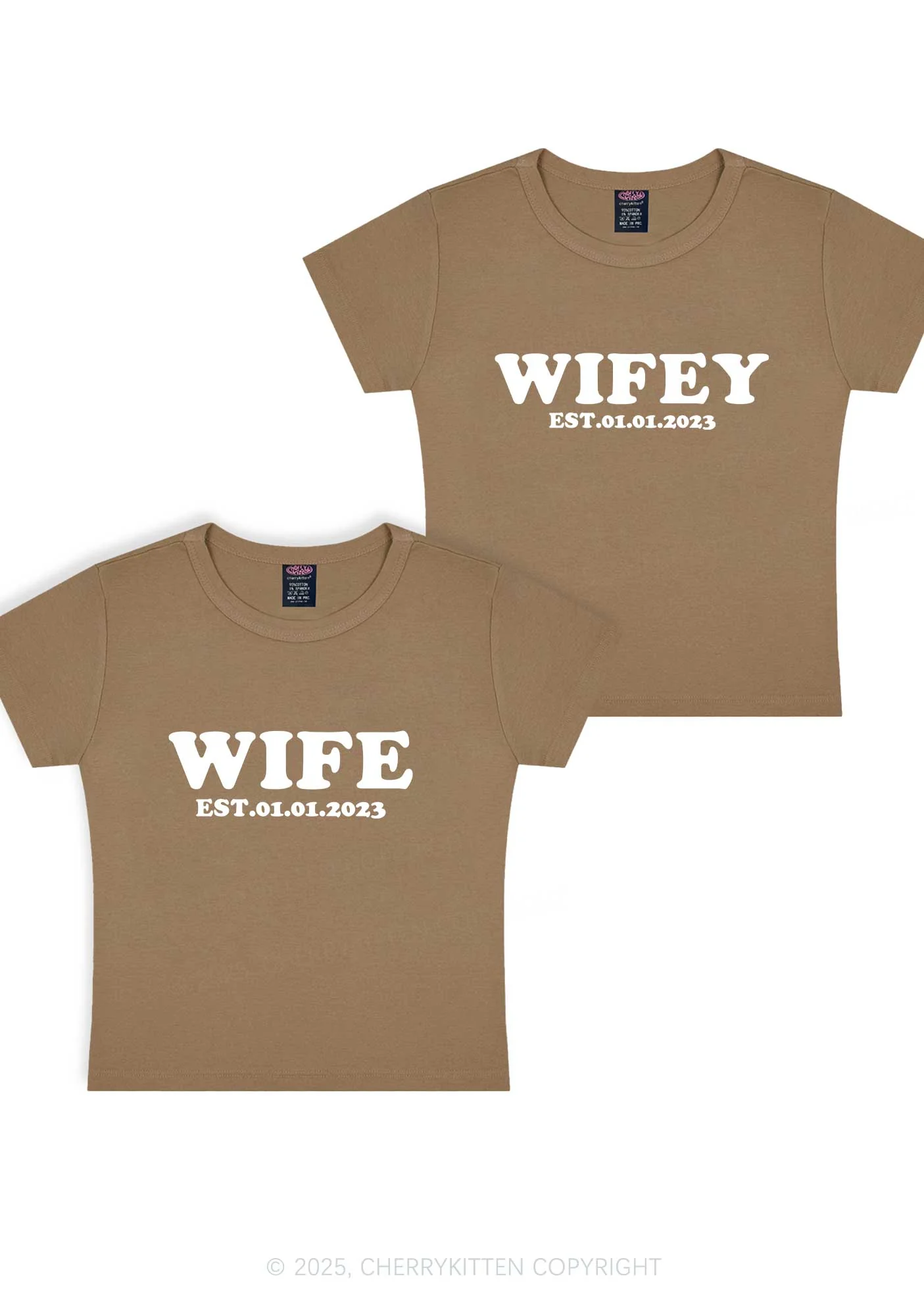 Wife Wifey Custom Date Y2K Valentine's Day Baby Tee Cherrykitten - Image 11