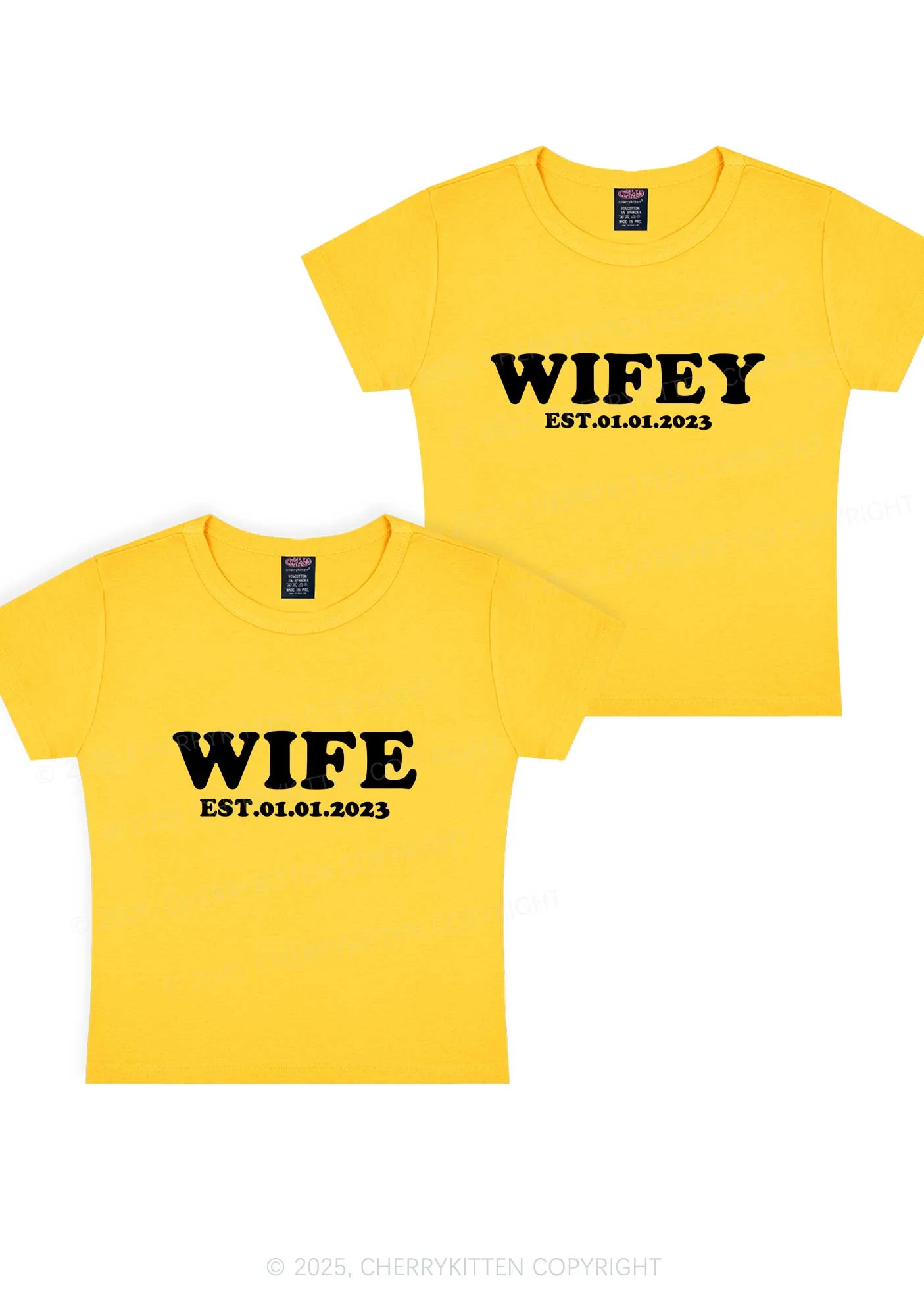 Wife Wifey Custom Date Y2K Valentine's Day Baby Tee Cherrykitten - Image 5