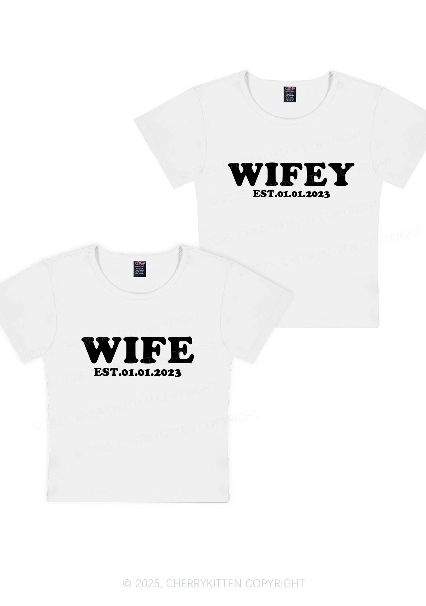 Wife Wifey Custom Date Y2K Valentine's Day Baby Tee Cherrykitten - Image 6