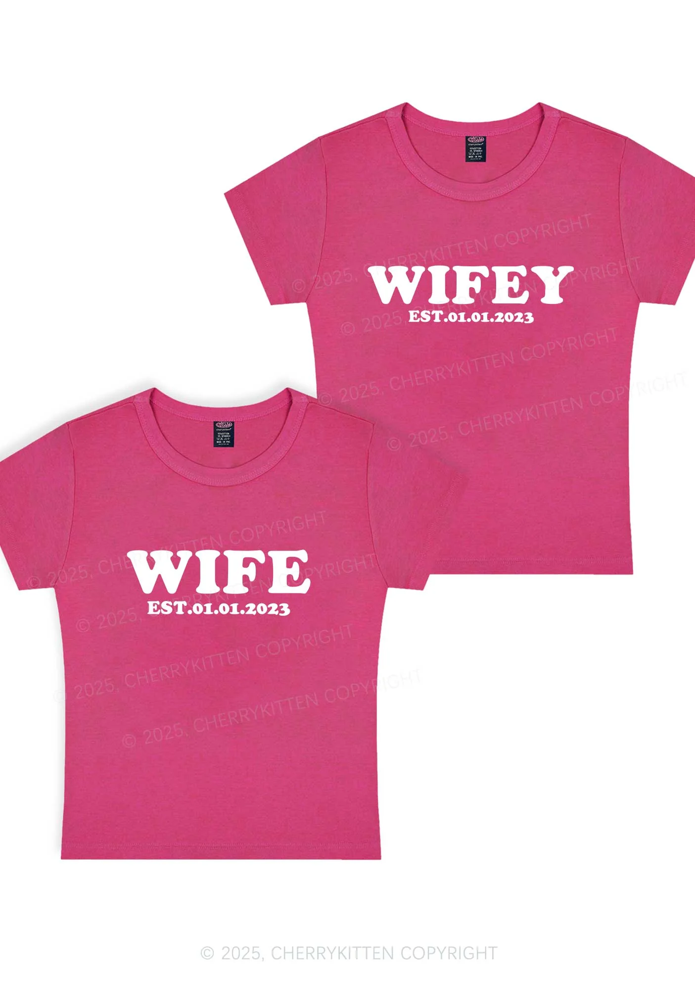 Wife Wifey Custom Date Y2K Valentine's Day Baby Tee Cherrykitten - Image 7