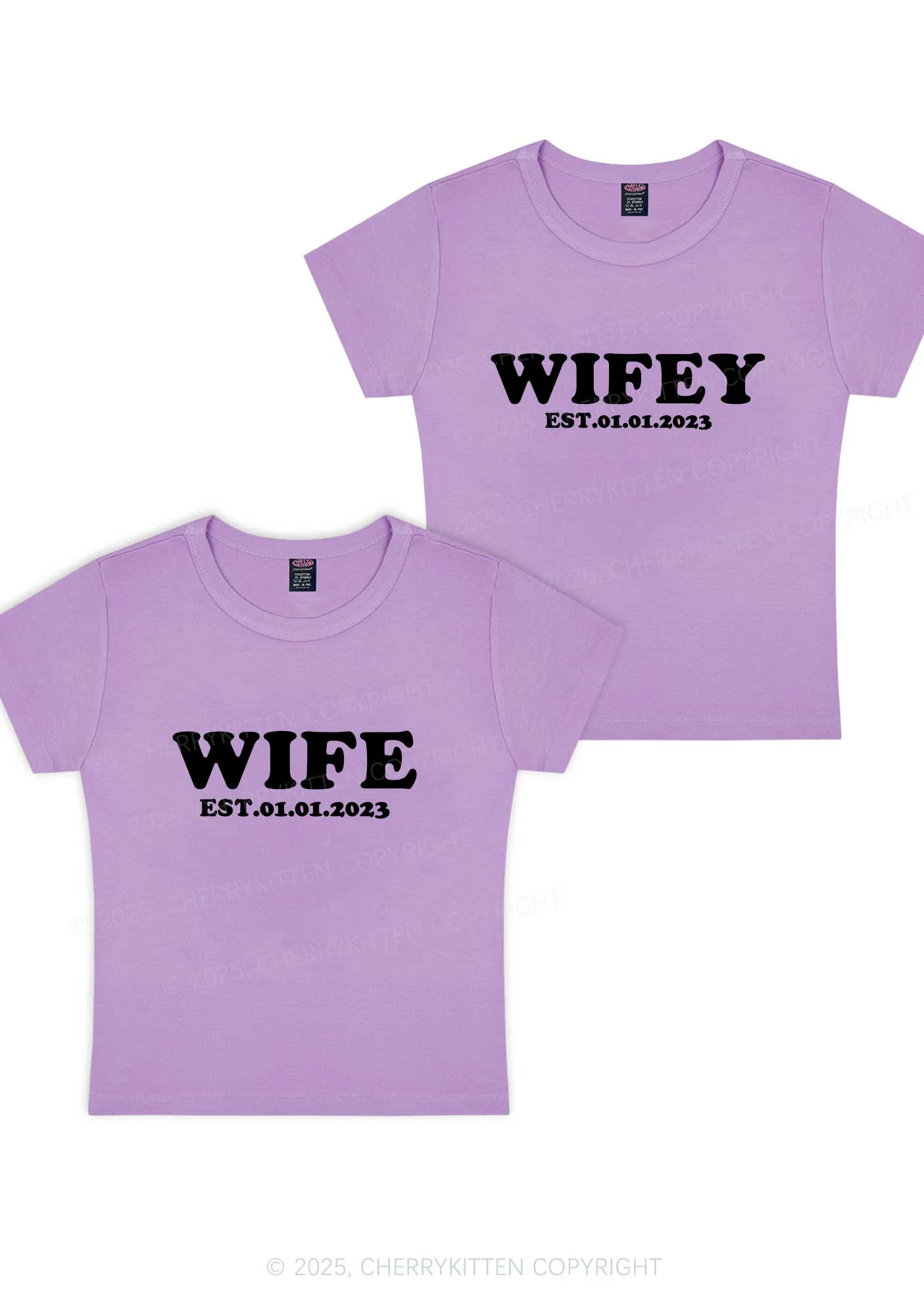Wife Wifey Custom Date Y2K Valentine's Day Baby Tee Cherrykitten - Image 8