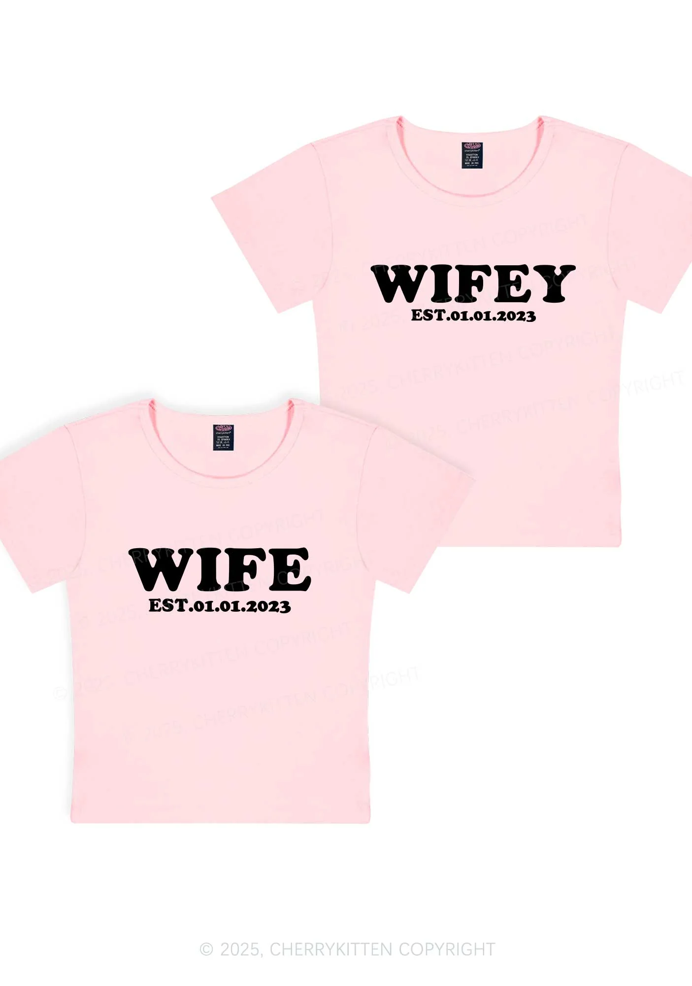 Wife Wifey Custom Date Y2K Valentine's Day Baby Tee Cherrykitten - Image 9