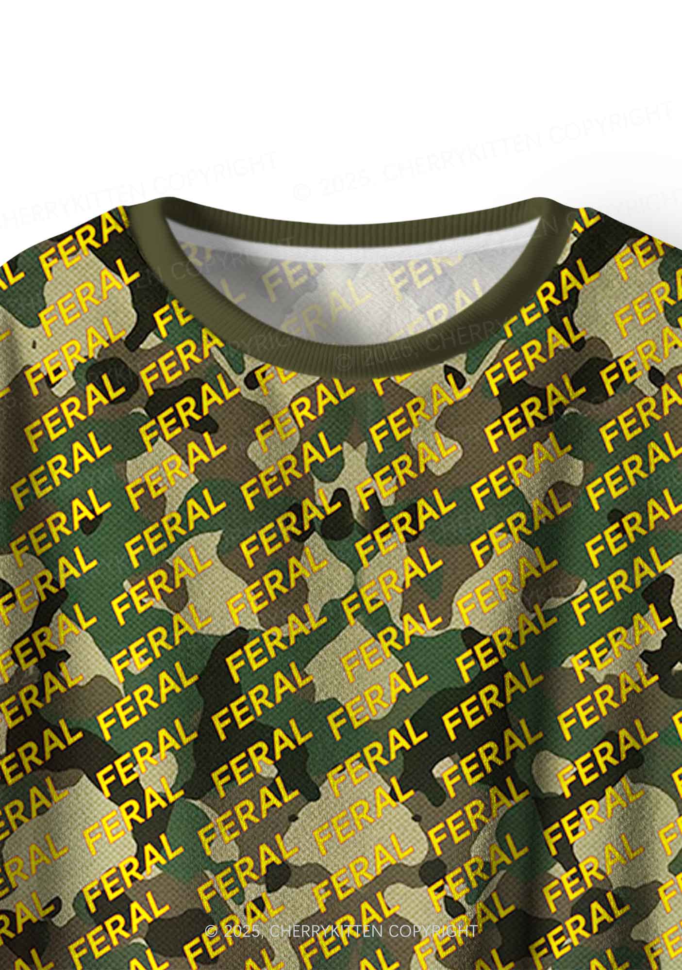 Wild Camouflage Feral Y2K Fleece Long Sleeve Pajama Set Cherrykitten - Image 4