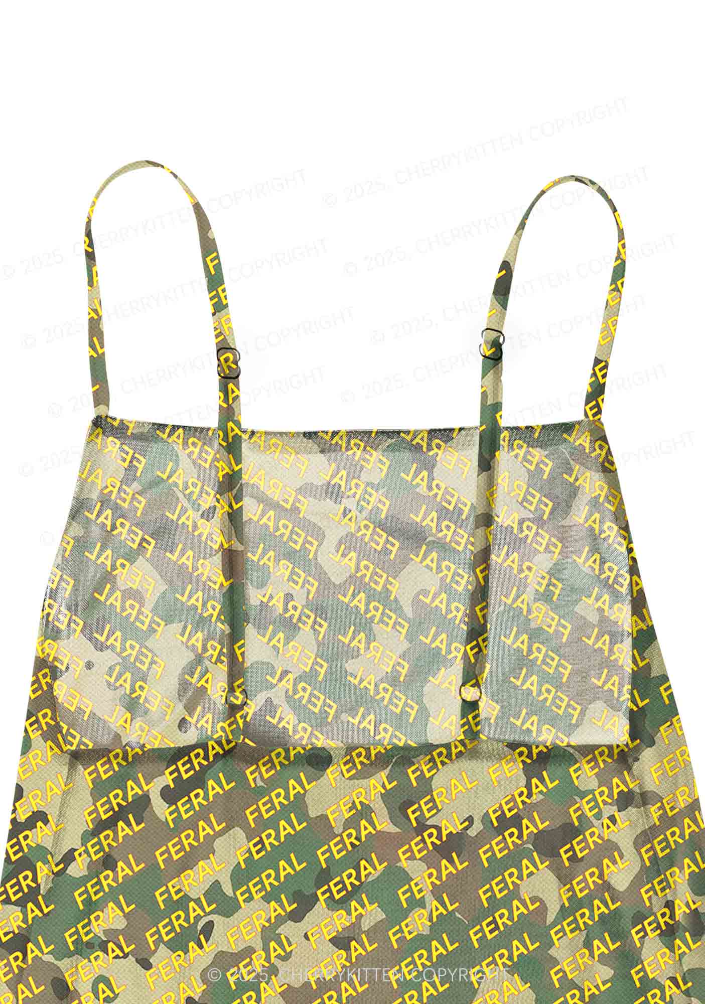 Wild Camouflage Feral Y2K Mesh Slip Dress With Scarf Set Cherrykitten - Image 4