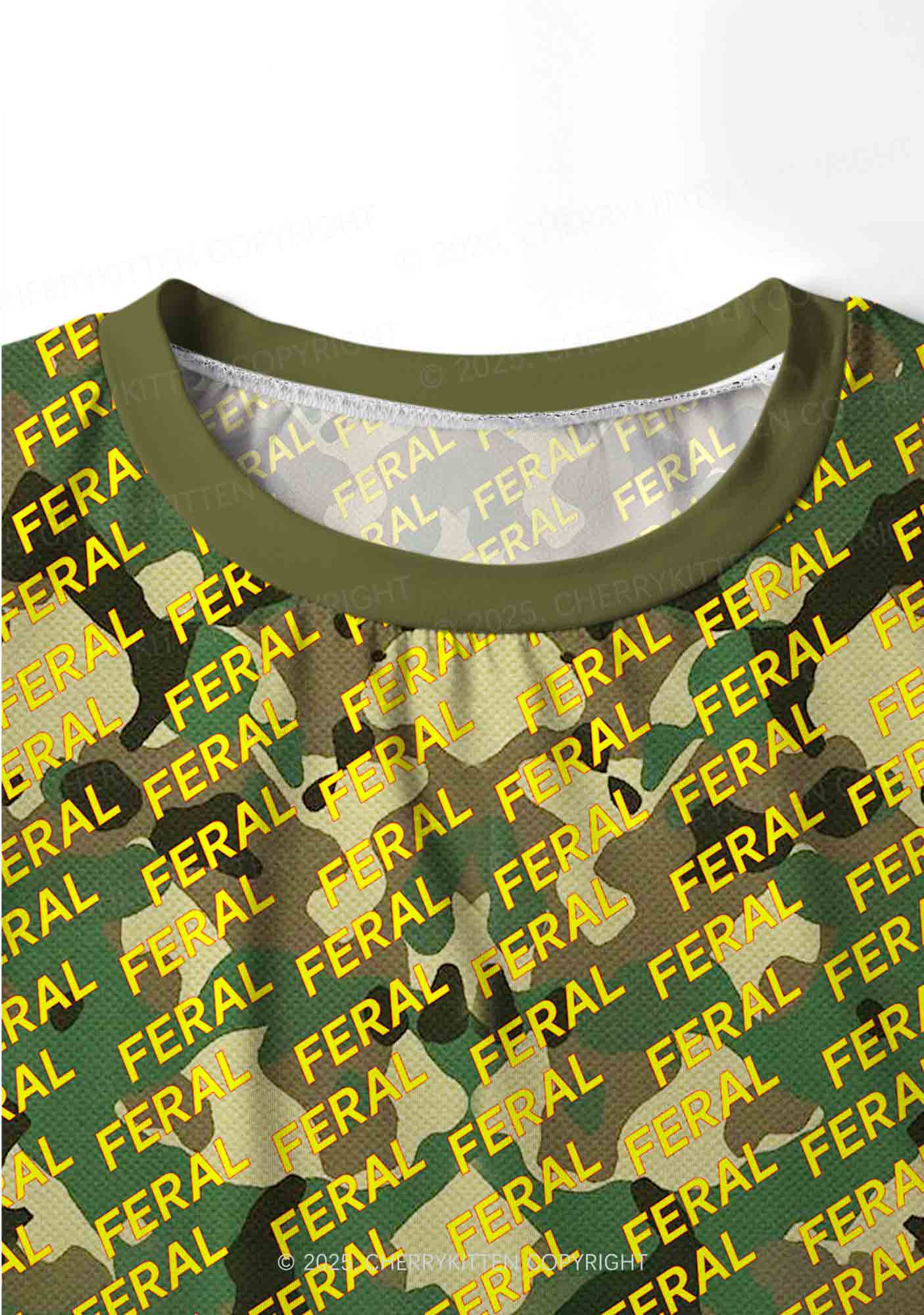 Wild Camouflage Feral Y2K Print Long Sleeve Pajama Set Cherrykitten - Image 5