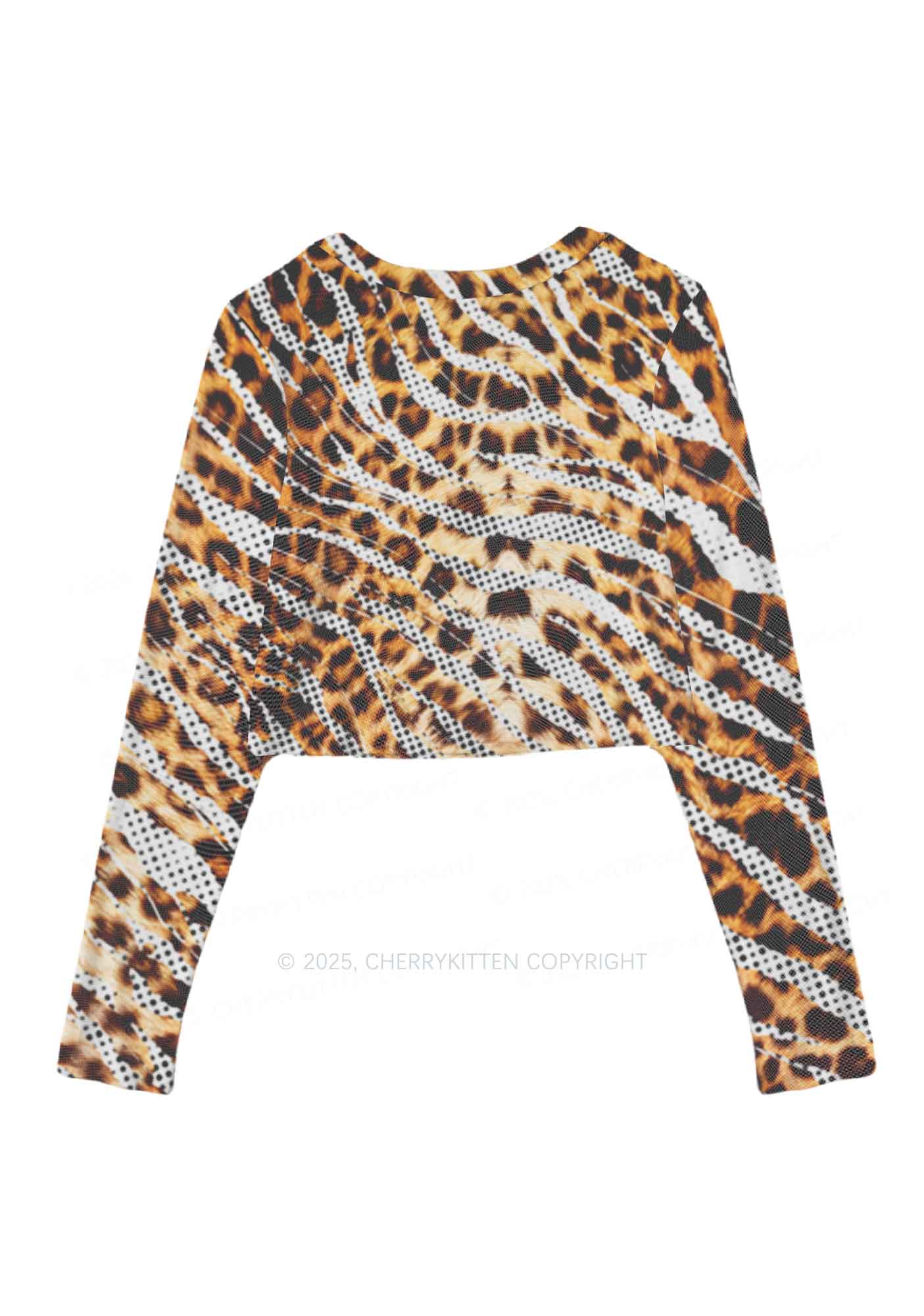 Wild Dots Y2K Mesh Long Sleeve Crop Top Cherrykitten - Image 3