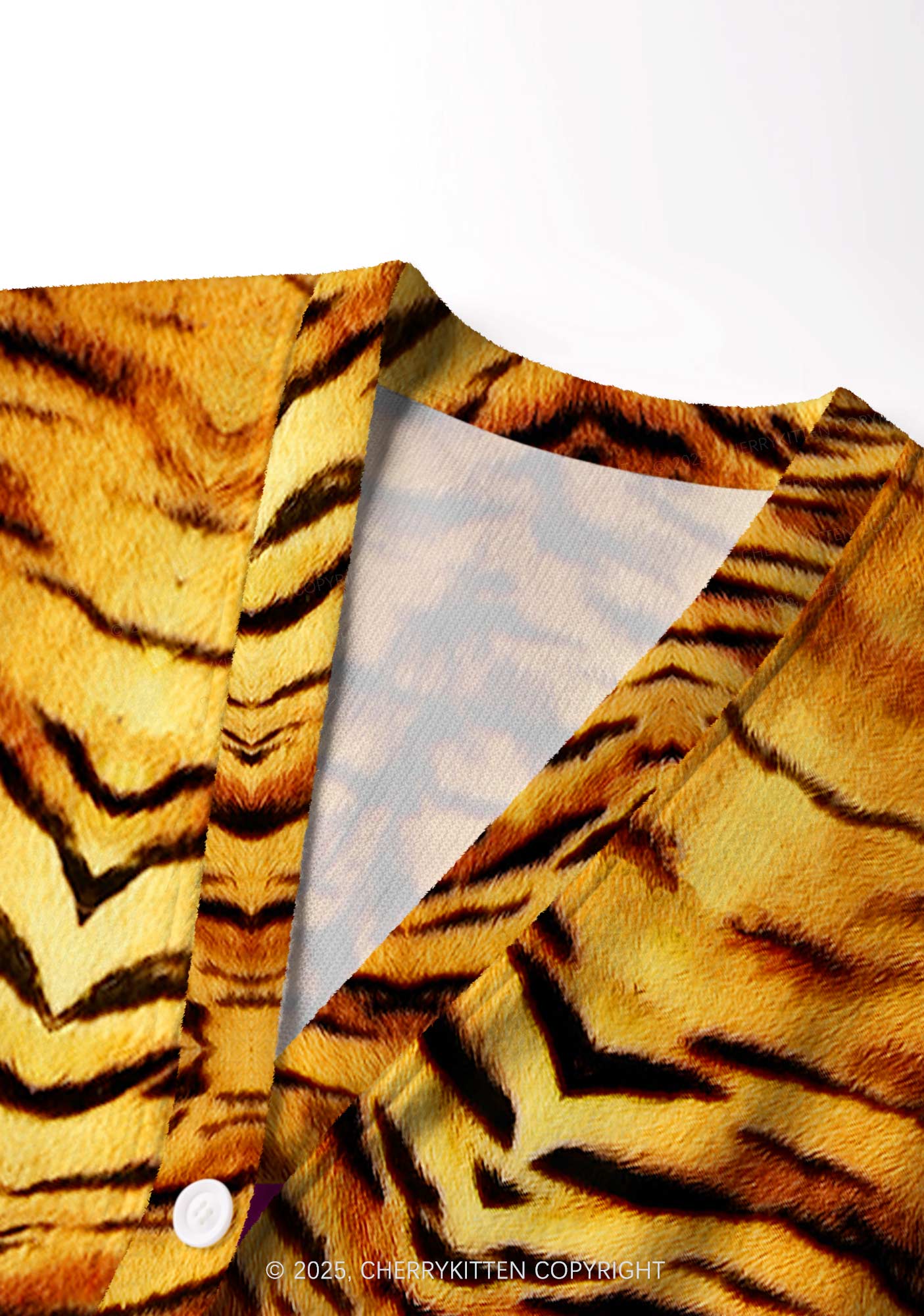 Wild Tiger Texture Y2K Christmas Cardigan Knit Sweatshirt Cherrykitten - Image 5