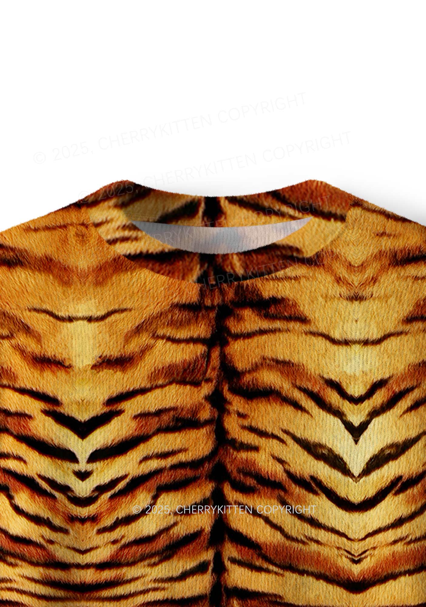 Wild Tiger Texture Y2K Christmas Knit Sweatshirt Cherrykitten - Image 5