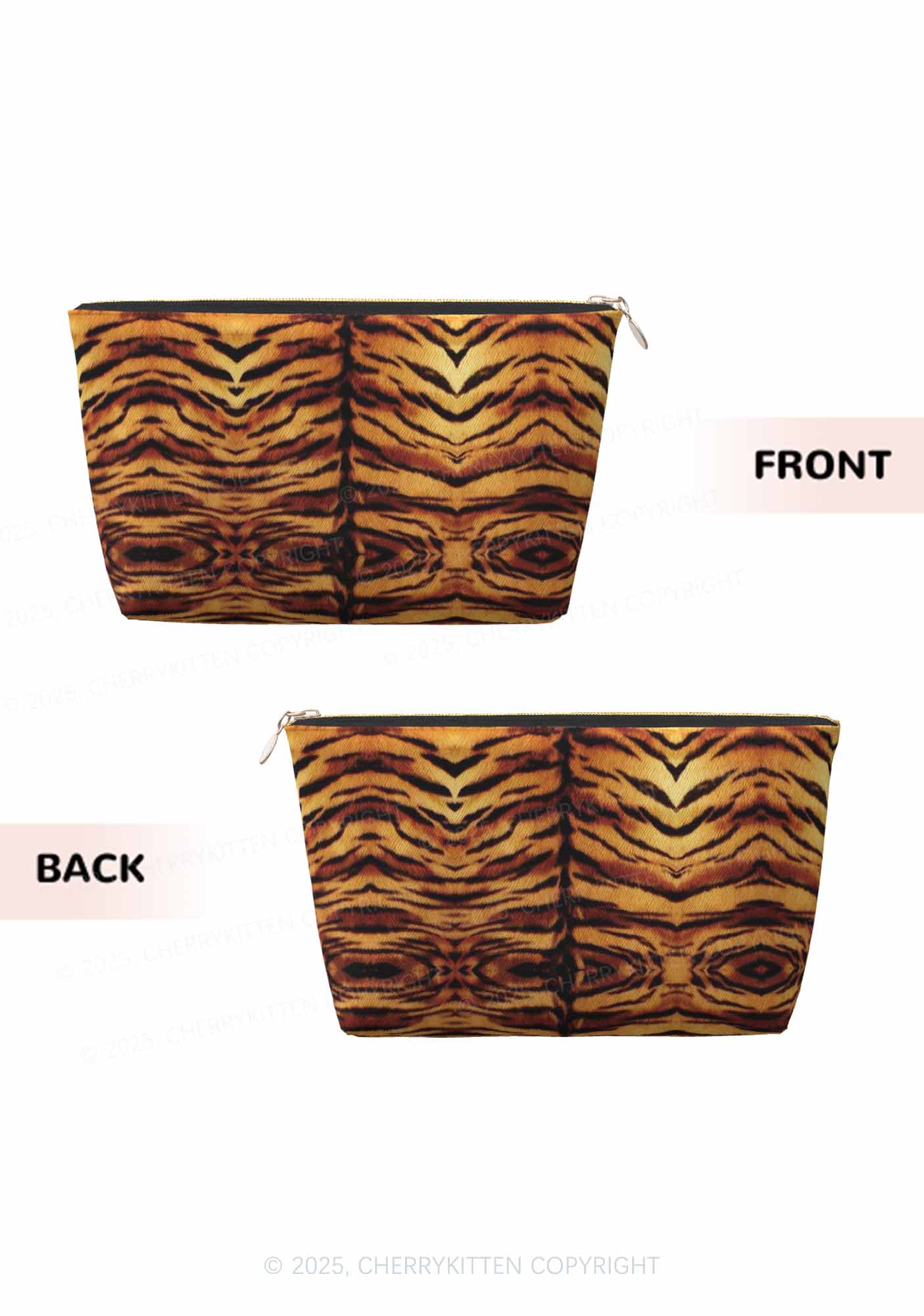 Wild Tiger Texture Y2K Leather Makeup Bag Cherrykitten - Image 2