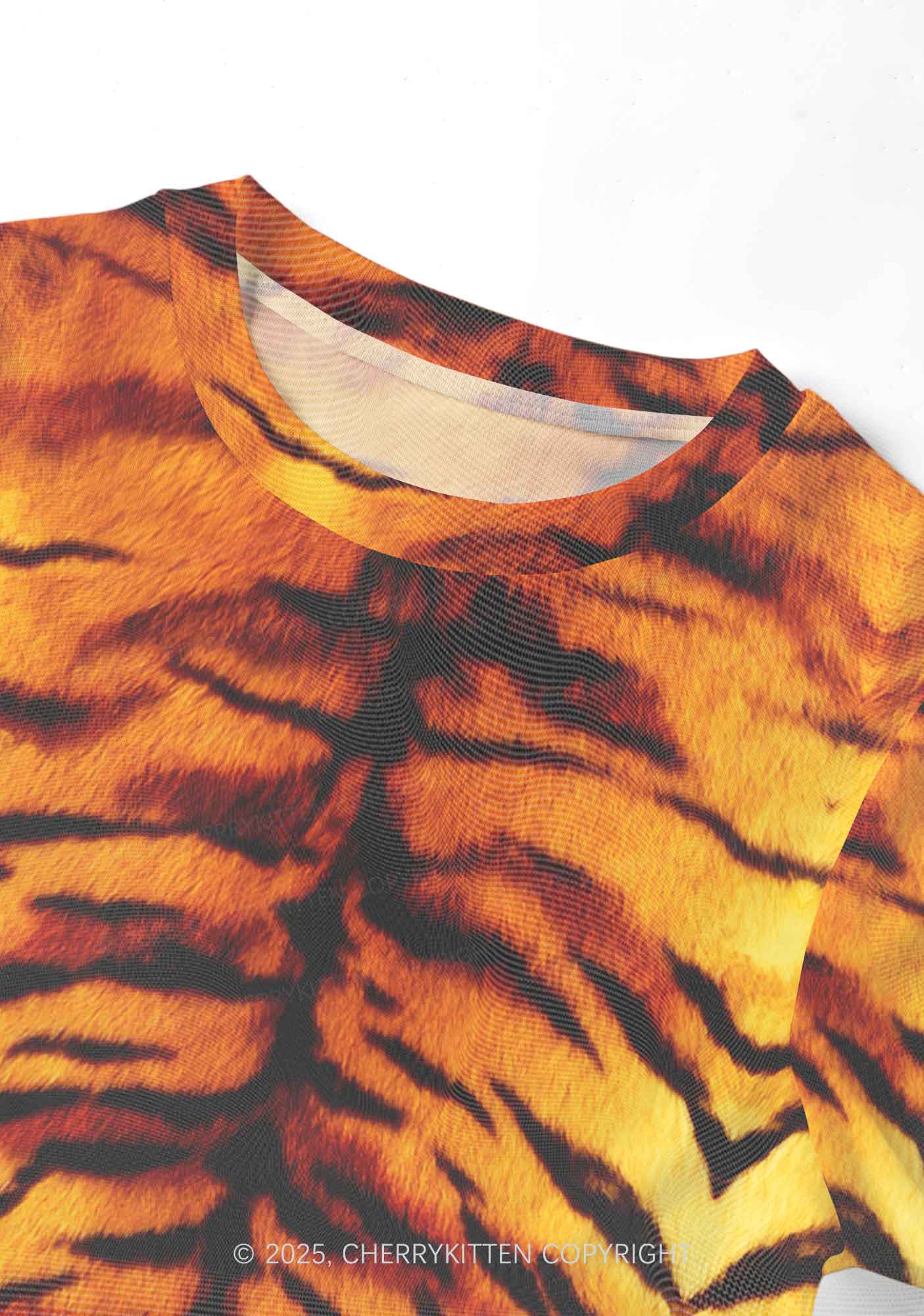 Wild Tiger Texture Y2K Mesh Crop Top Cherrykitten - Image 4