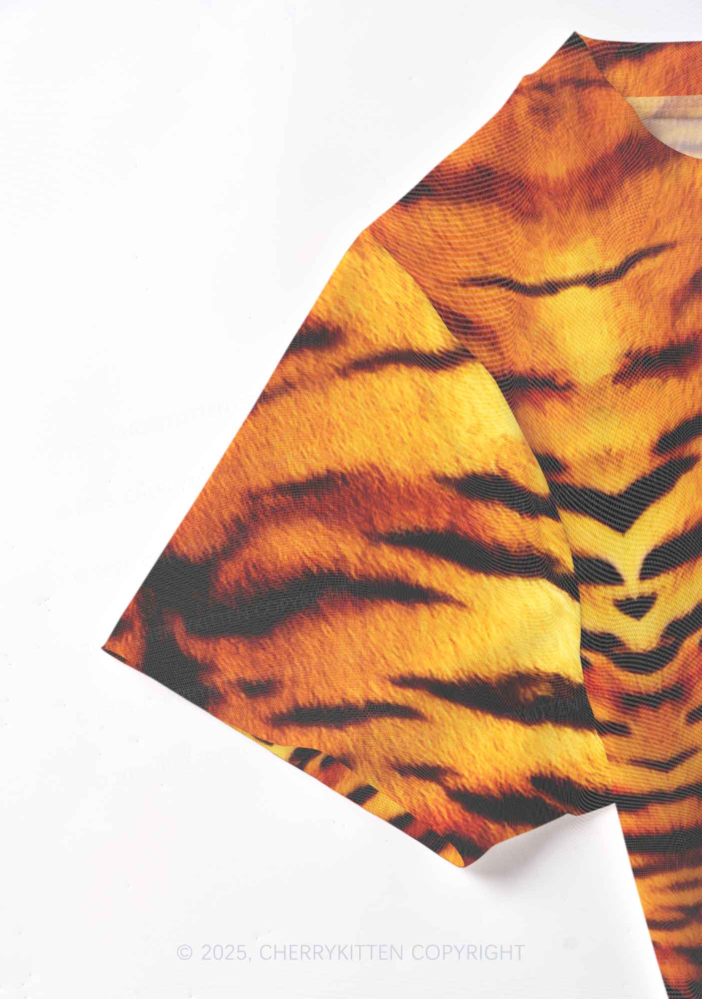 Wild Tiger Texture Y2K Mesh Crop Top Cherrykitten - Image 5