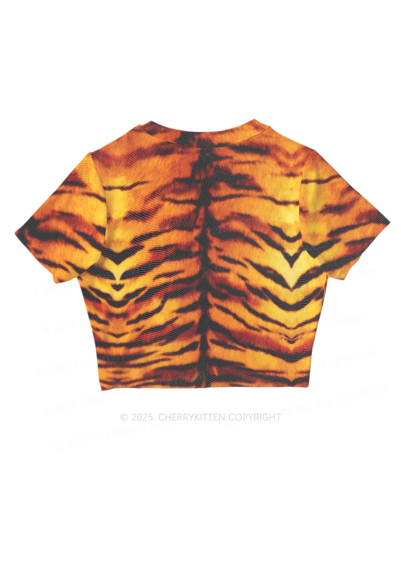 Wild Tiger Texture Y2K Mesh Crop Top Cherrykitten - Image 6