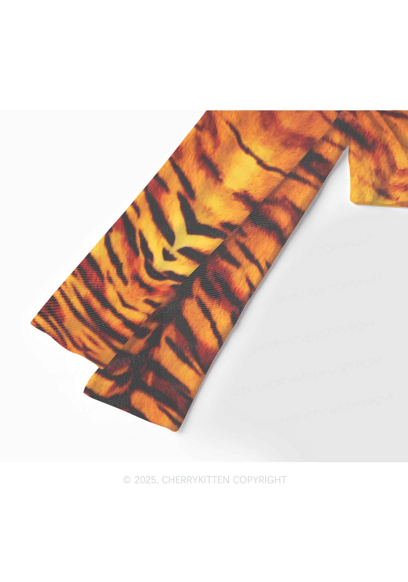 Wild Tiger Texture Y2K Mesh Long Sleeve Crop Top Cherrykitten - Image 4