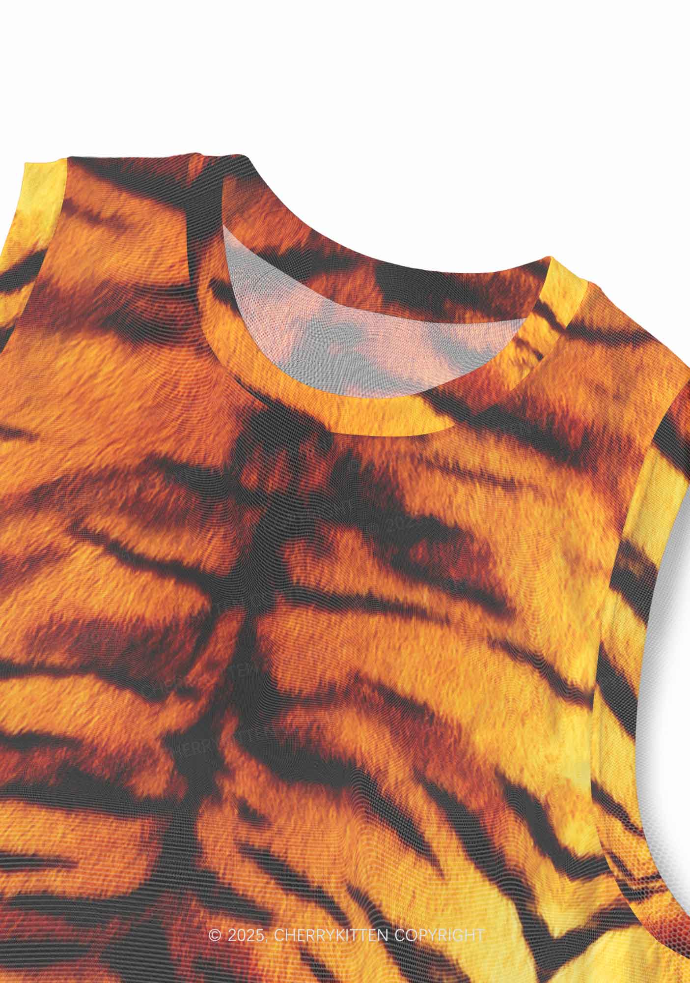Wild Tiger Texture Y2K Mesh Muscle Tank Cherrykitten - Image 3