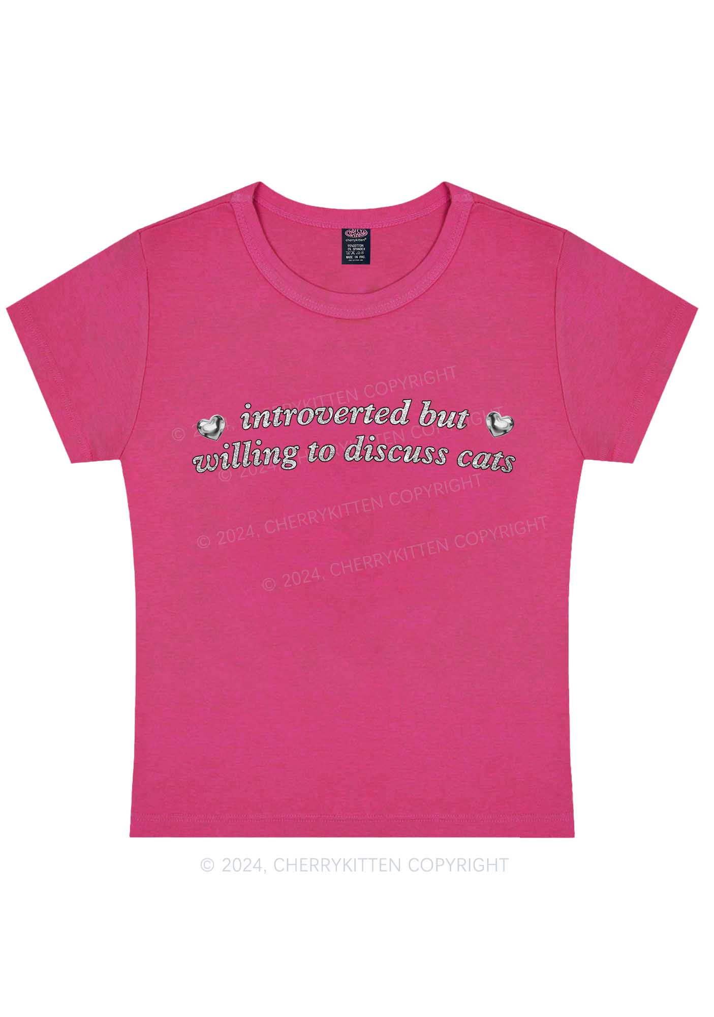 Willing To Discuss Cats Y2K Baby Tee Cherrykitten - Image 5