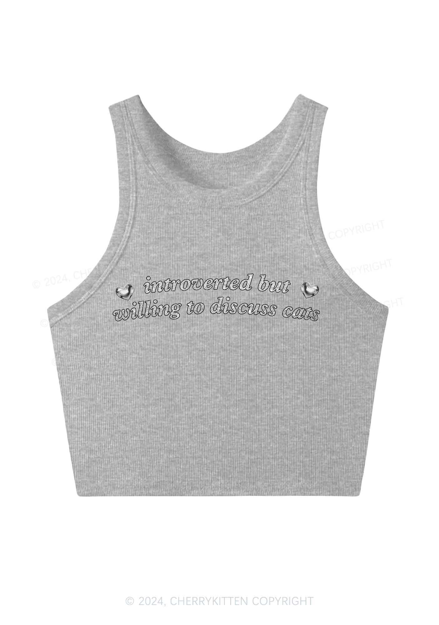 Willing To Discuss Cats Y2K Crop Tank Top Cherrykitten - Image 3