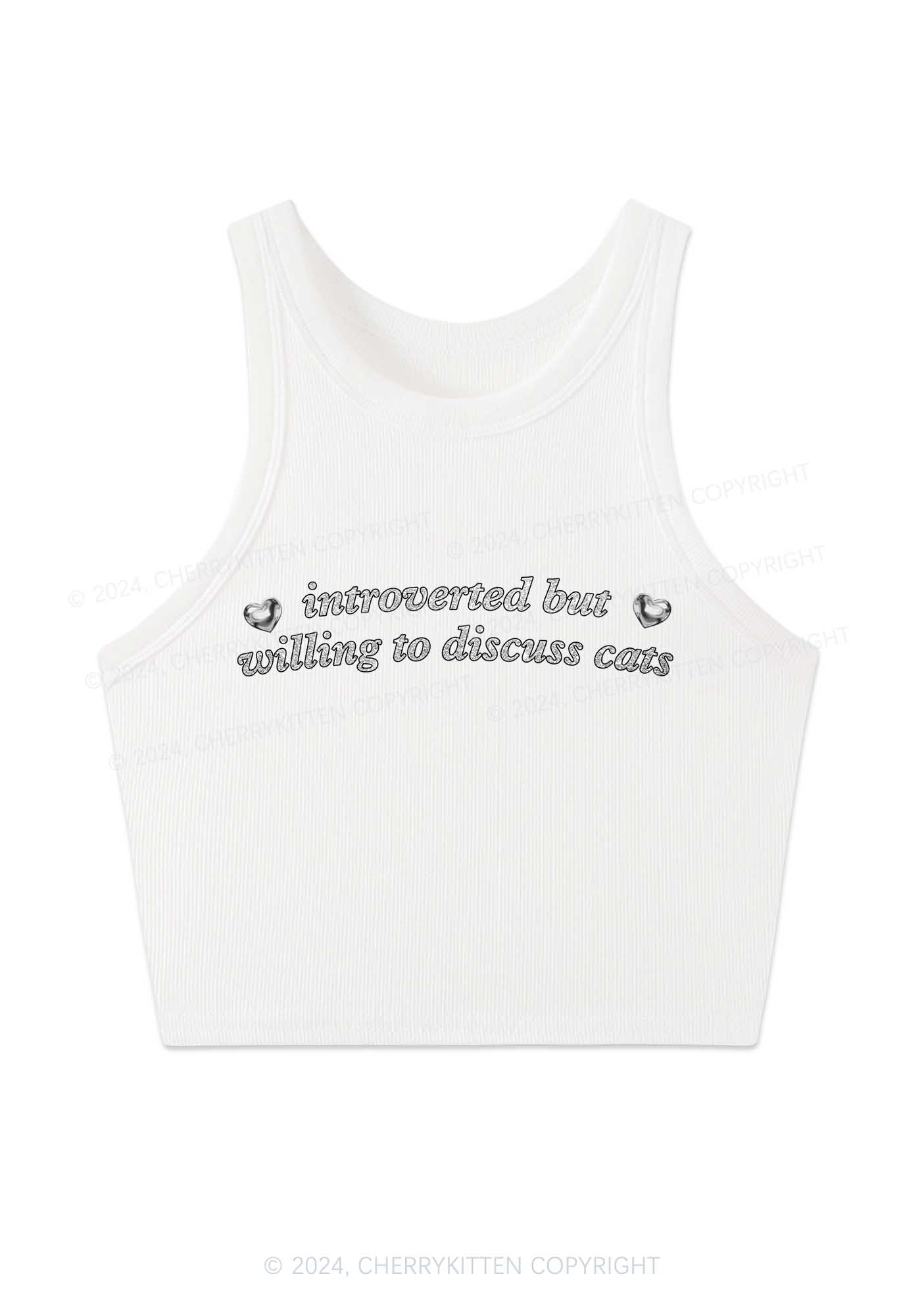 Willing To Discuss Cats Y2K Crop Tank Top Cherrykitten - Image 4
