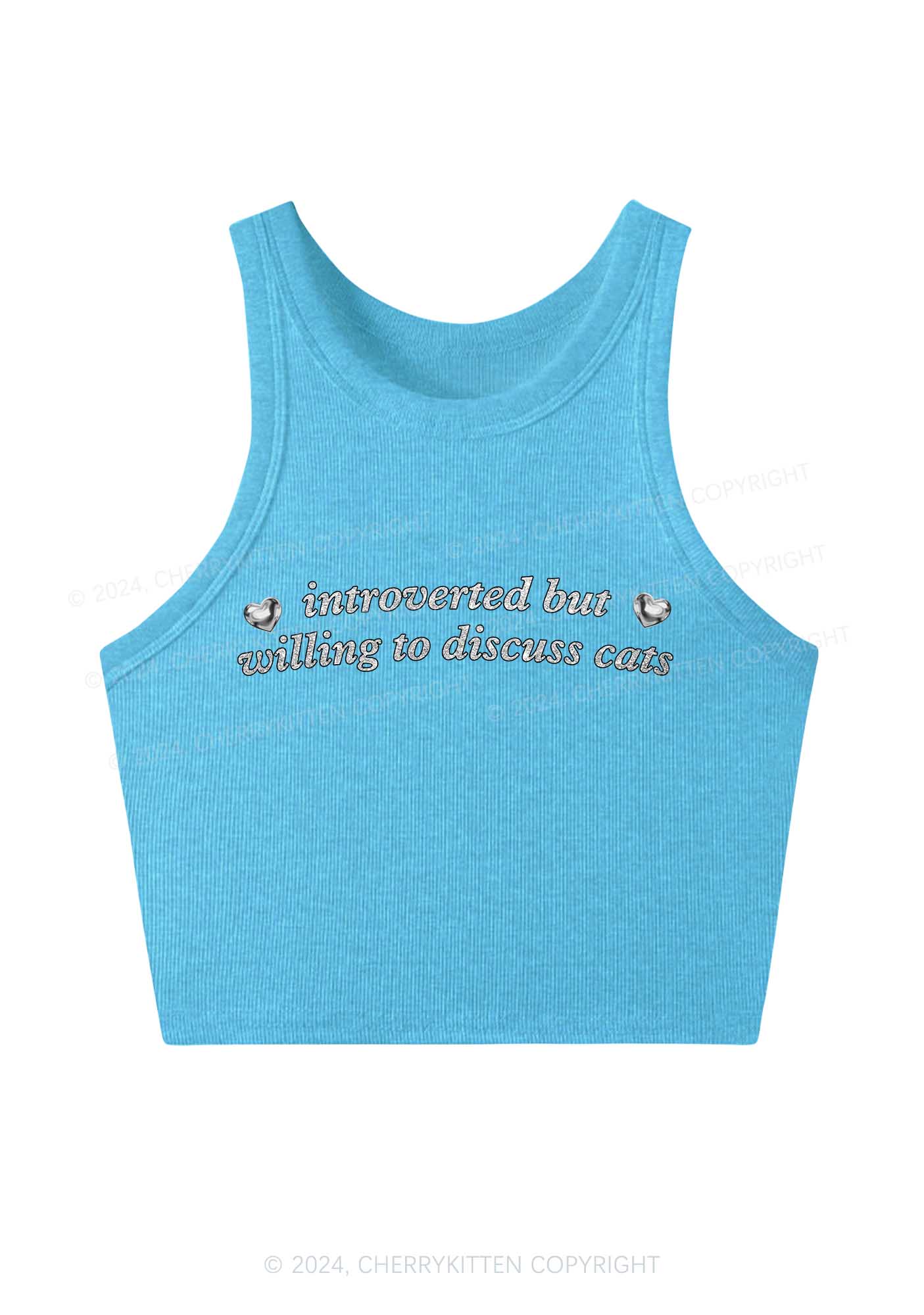 Willing To Discuss Cats Y2K Crop Tank Top Cherrykitten - Image 5