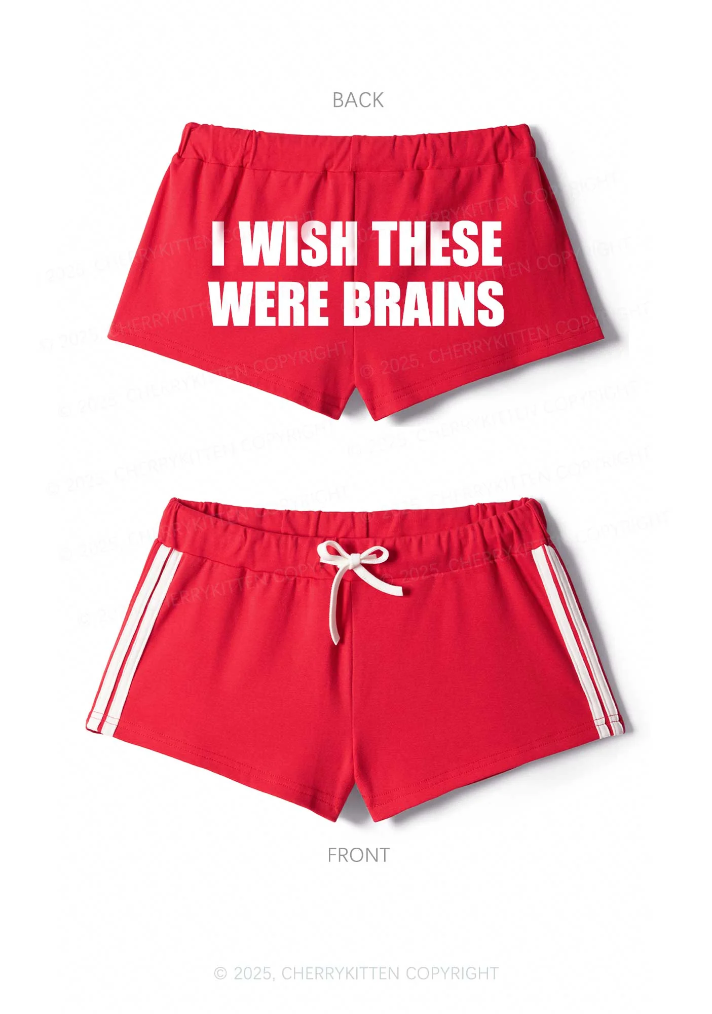 Wish These Were Brains Y2K Drawstring Mini Shorts Cherrykitten - Image 5