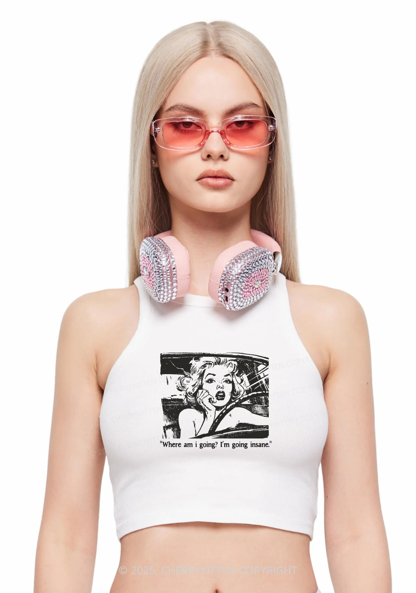 Woman Going Insane Y2K Crop Tank Top Cherrykitten - Image 2