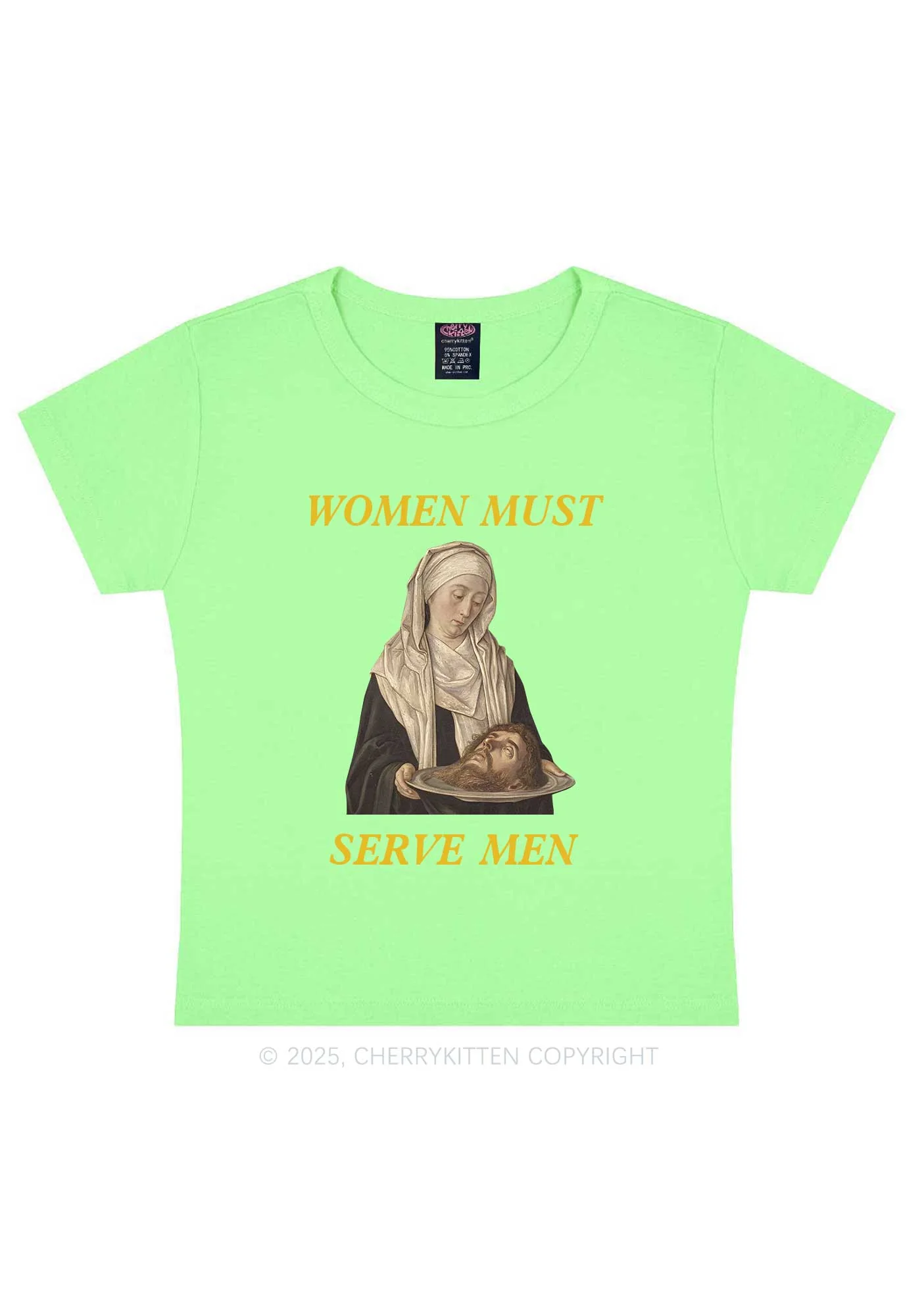 Women Must Serve Men Y2K Baby Tee Cherrykitten - Image 13