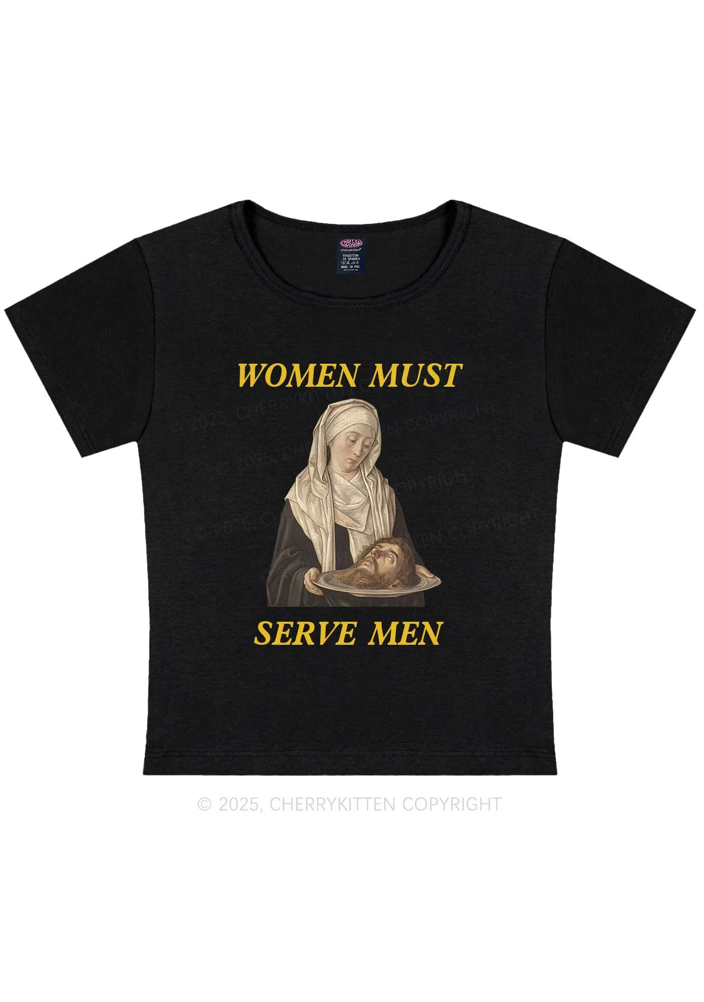Women Must Serve Men Y2K Baby Tee Cherrykitten - Image 4