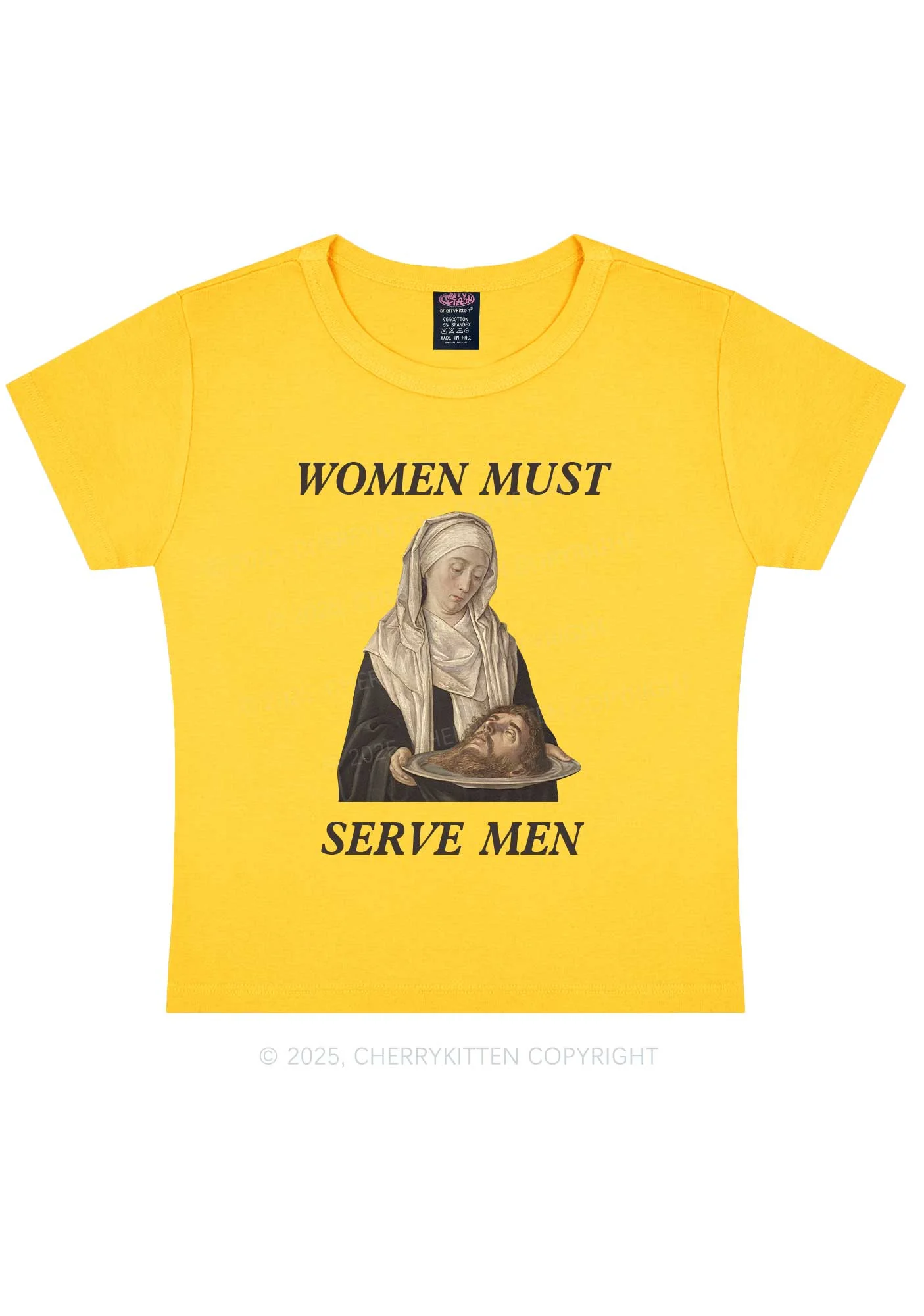 Women Must Serve Men Y2K Baby Tee Cherrykitten - Image 5