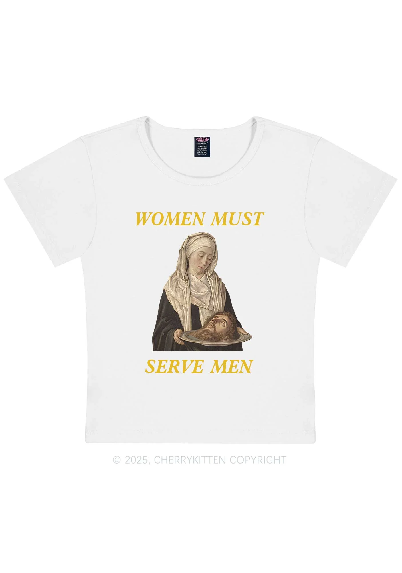 Women Must Serve Men Y2K Baby Tee Cherrykitten - Image 6
