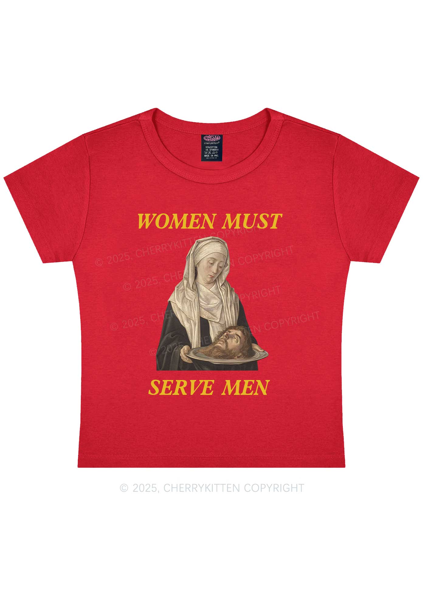 Women Must Serve Men Y2K Baby Tee Cherrykitten - Image 7