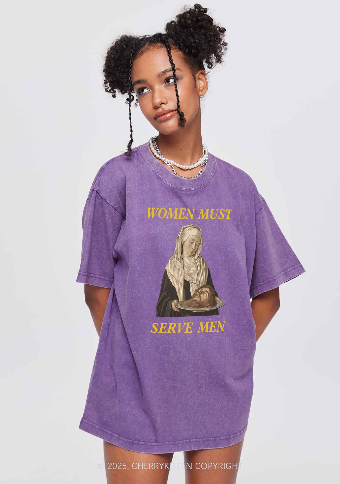 Women Must Serve Men Y2K Washed Tee Cherrykitten - Image 3
