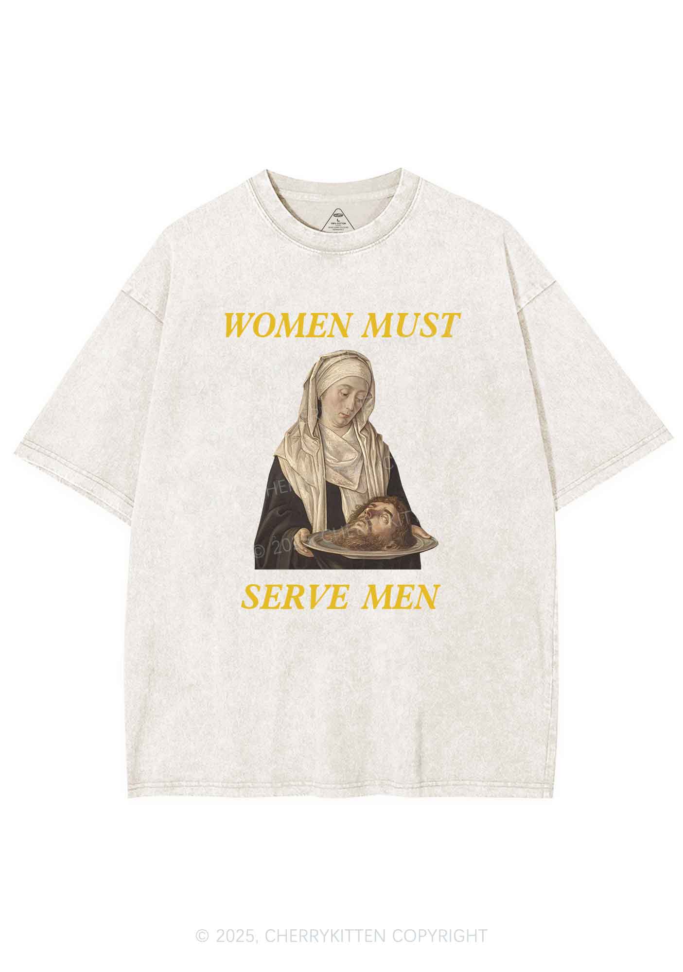 Women Must Serve Men Y2K Washed Tee Cherrykitten - Image 6