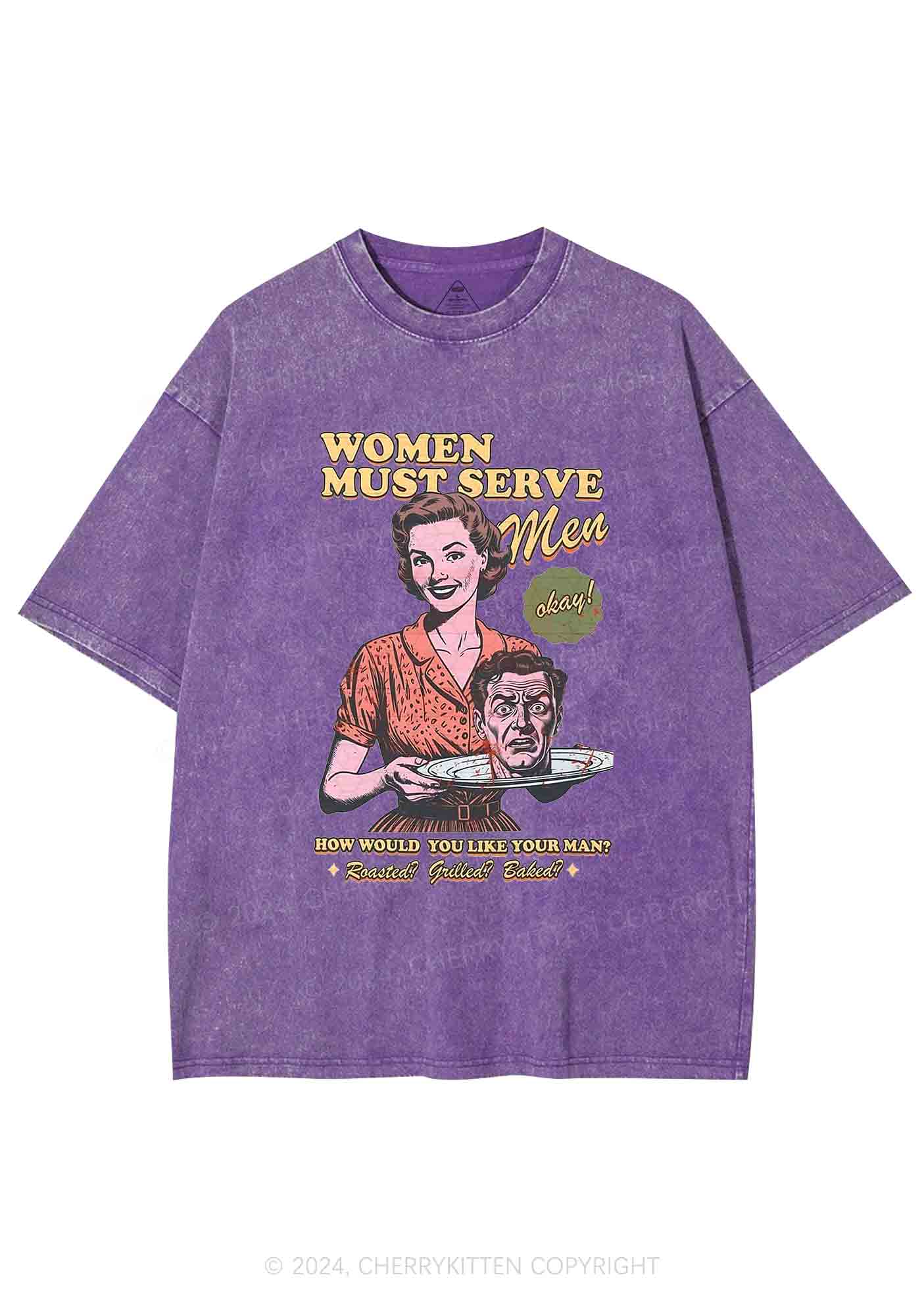 Women Serve Men Y2K Washed Tee Cherrykitten - Image 4