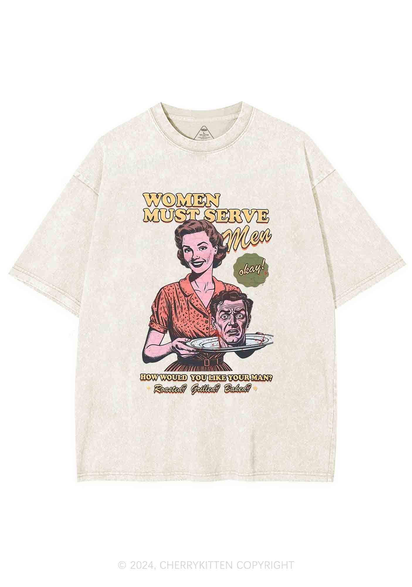 Women Serve Men Y2K Washed Tee Cherrykitten - Image 5