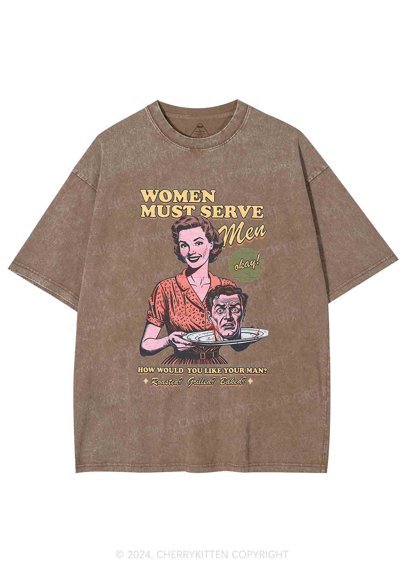 Women Serve Men Y2K Washed Tee Cherrykitten - Image 6