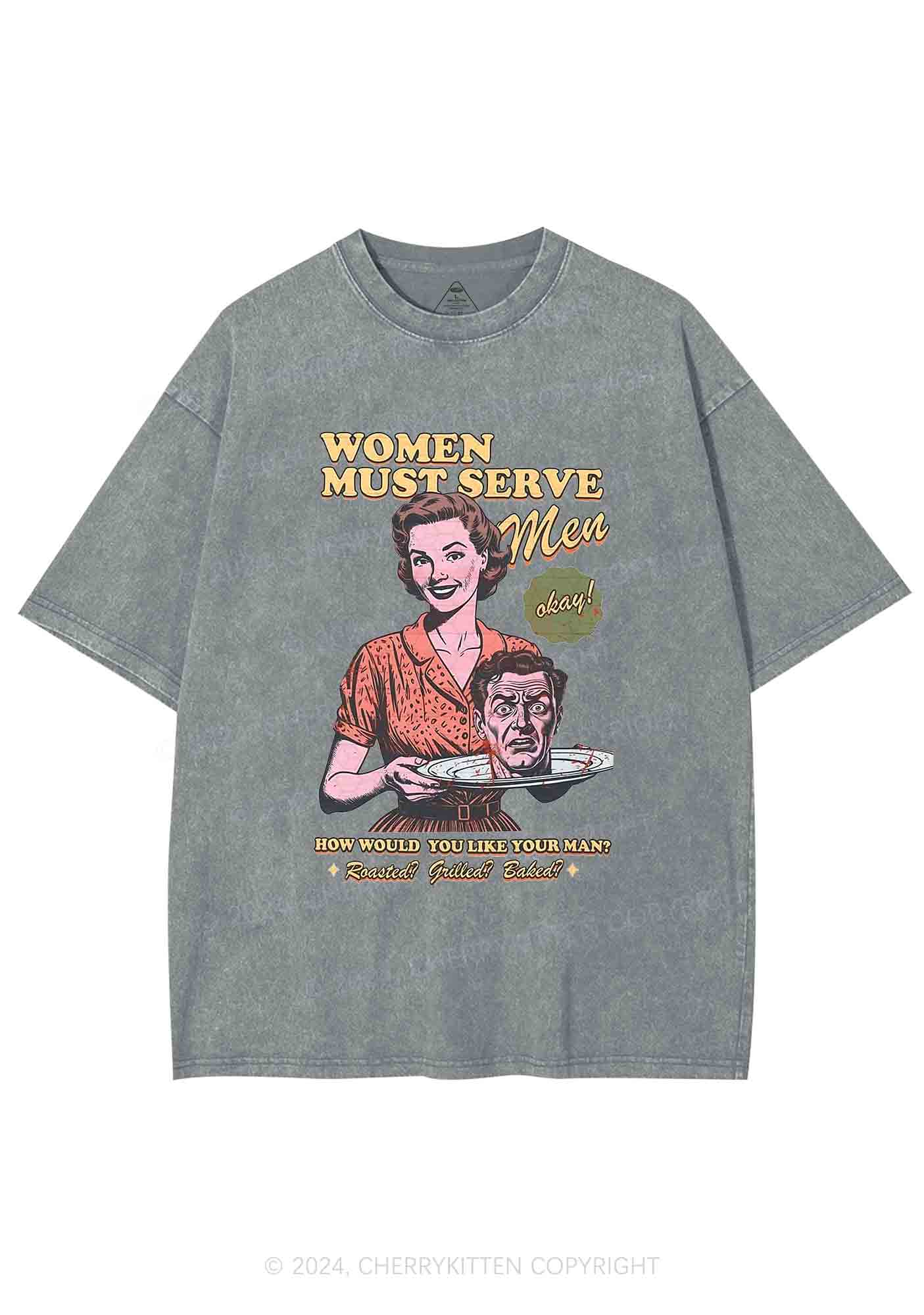 Women Serve Men Y2K Washed Tee Cherrykitten - Image 7