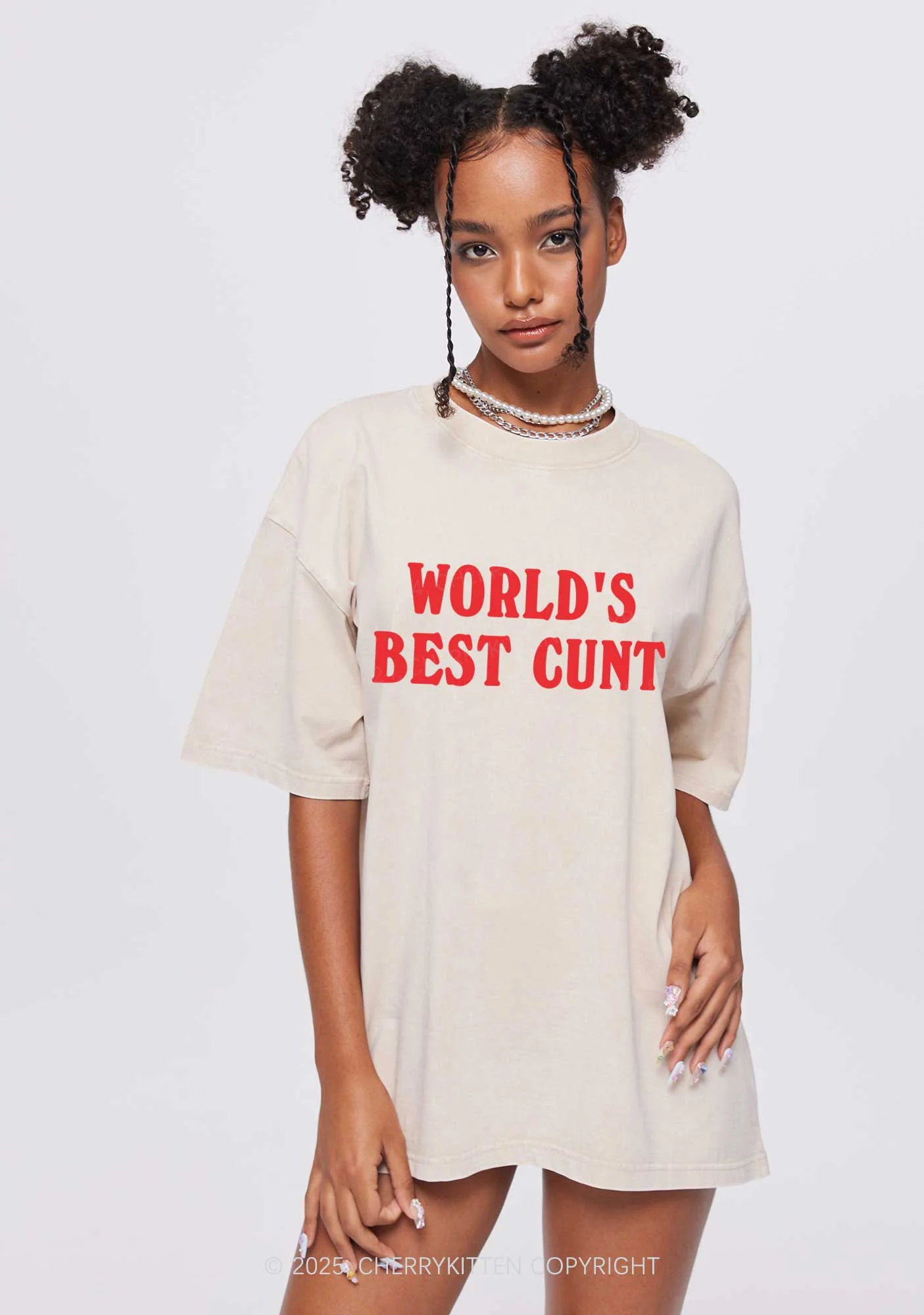 Worlds Best Cxxt Y2K Washed Tee Cherrykitten - Image 2