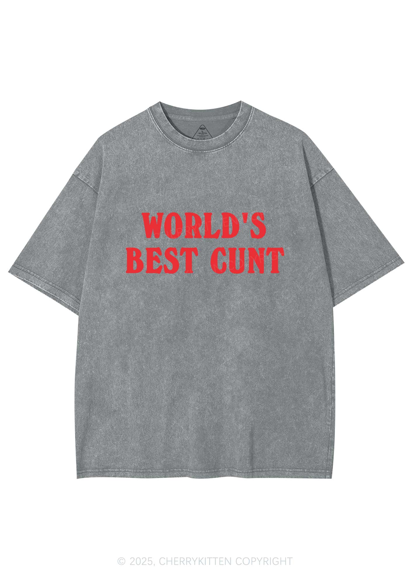 Worlds Best Cxxt Y2K Washed Tee Cherrykitten - Image 6